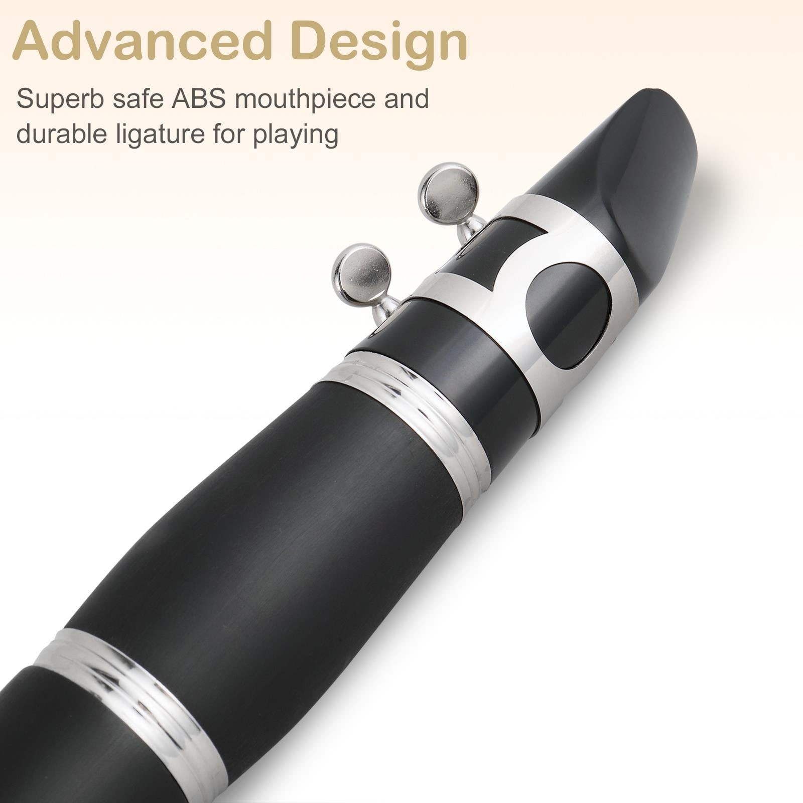 Ktaxon Bb Clarinet Student Woodwind Instrument with Nickel-Plated Keys (Black, 1 Piece) docdm