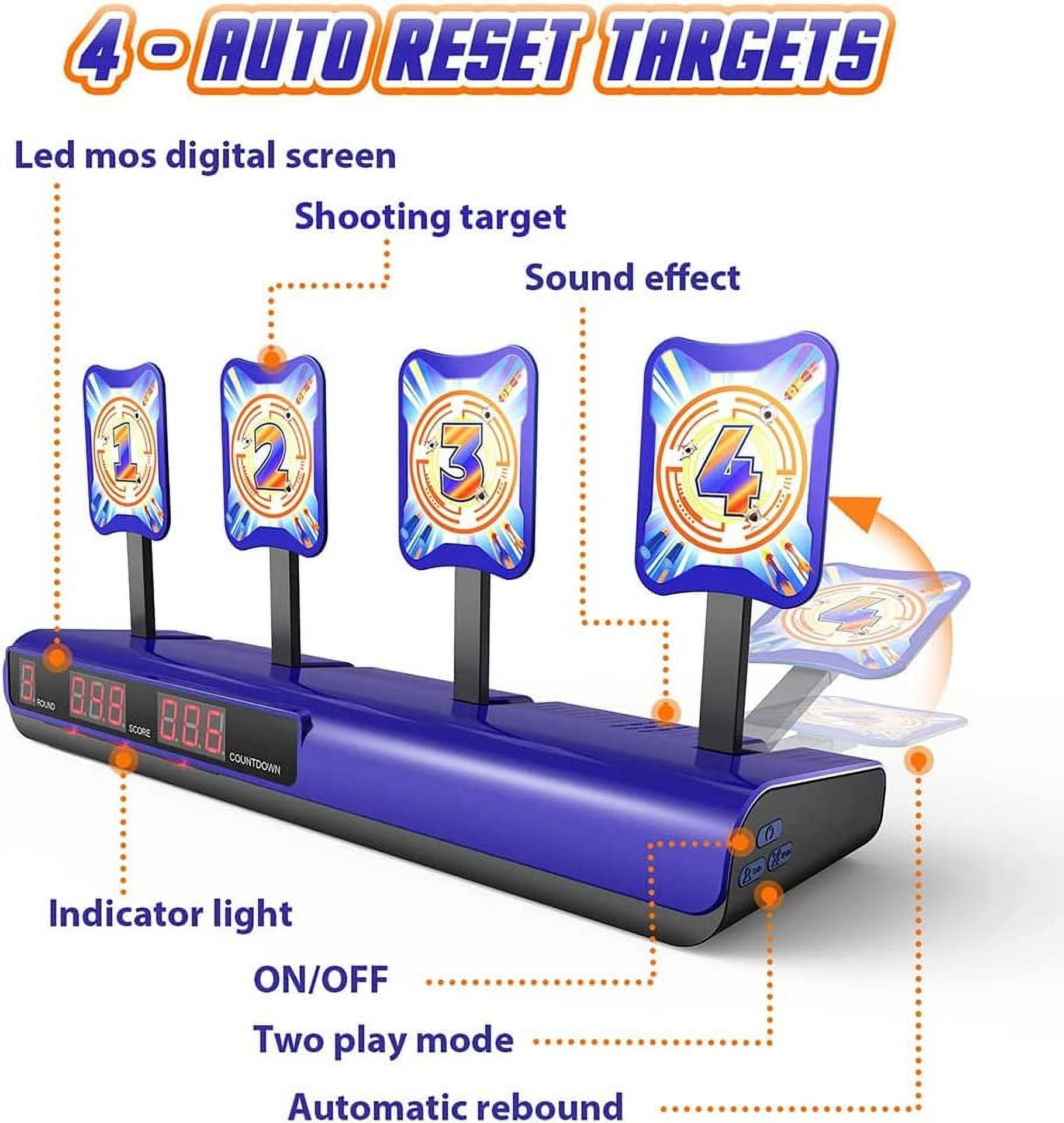 Absoke Electronic Shooting Target Set with 2 Foam Blaster Toys (Blue, 43 ft Range) uery2