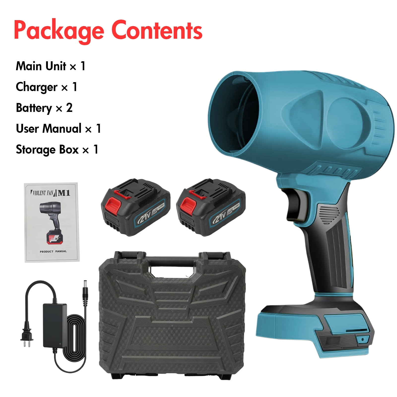 CATGOOD Cordless Turbo Leaf Blower, 130,000 RPM High-Velocity Handheld Air Blower for Lawn Care & Debris Removal (Blue, 21V) w5r3u
