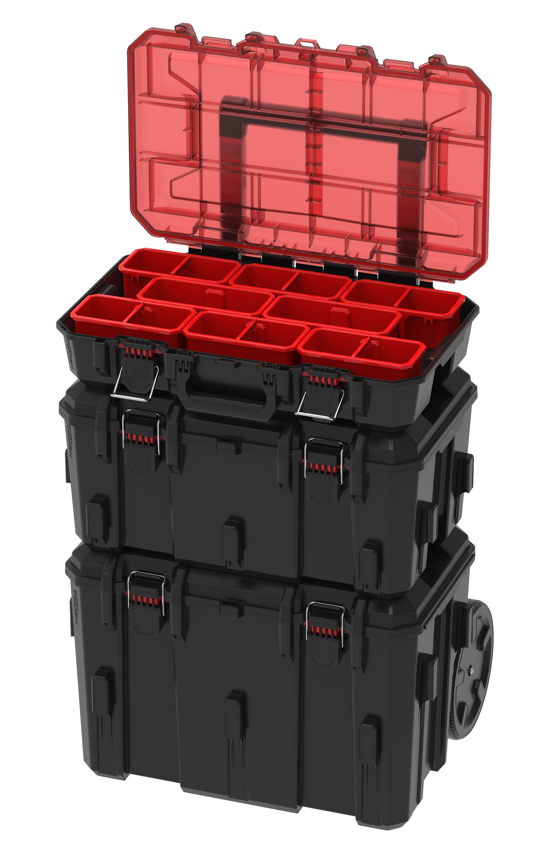 Hyper Tough Hyper Stack Tool Box Organizer (Red, 17.5 in x 13.5 in x 5 in) 1cik1