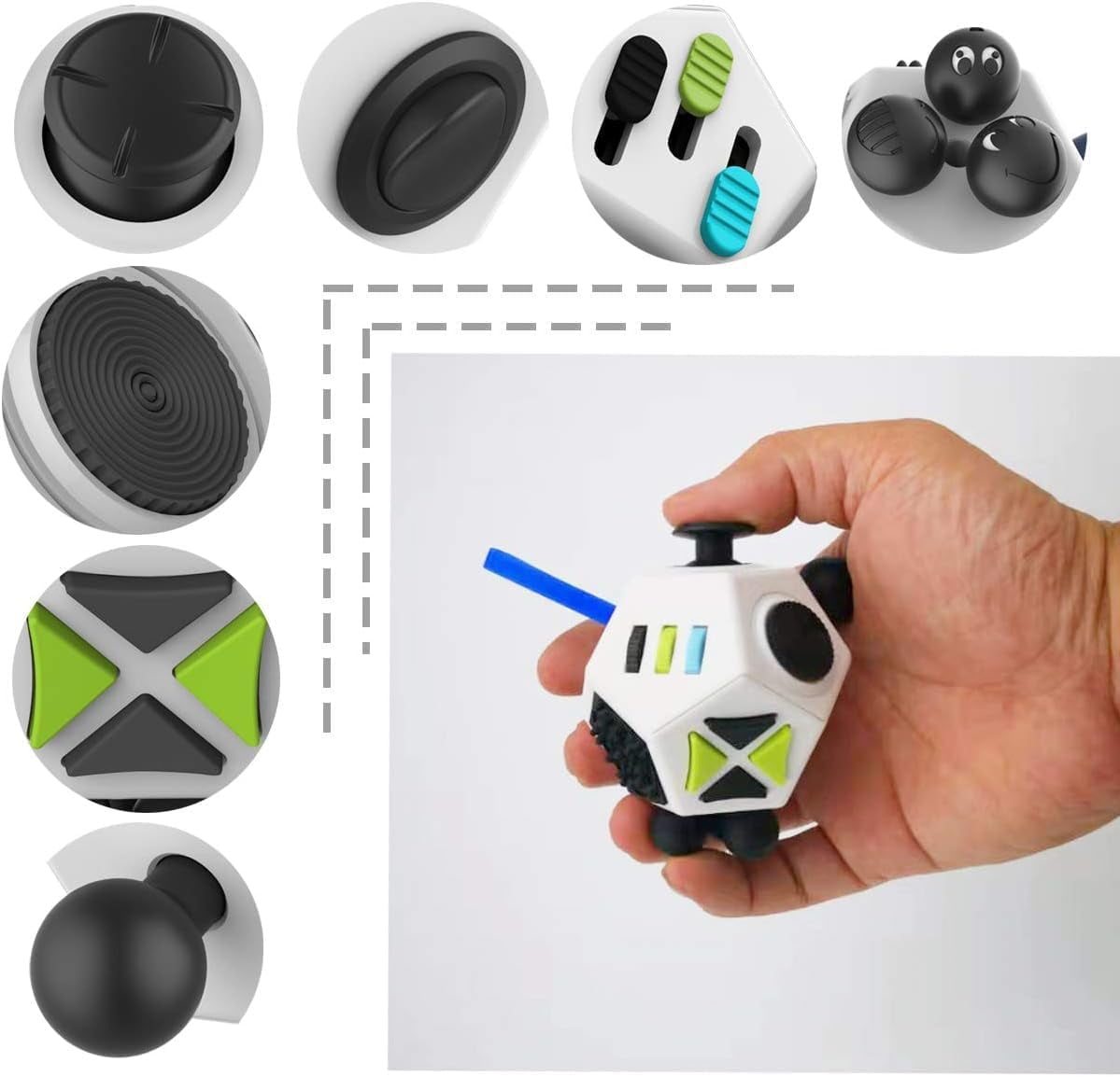 DoDoMagxanadu 12-Sided Fidget Dodecagon Toy for Stress Relief and Focus (White, 2.75 in) v5uyv