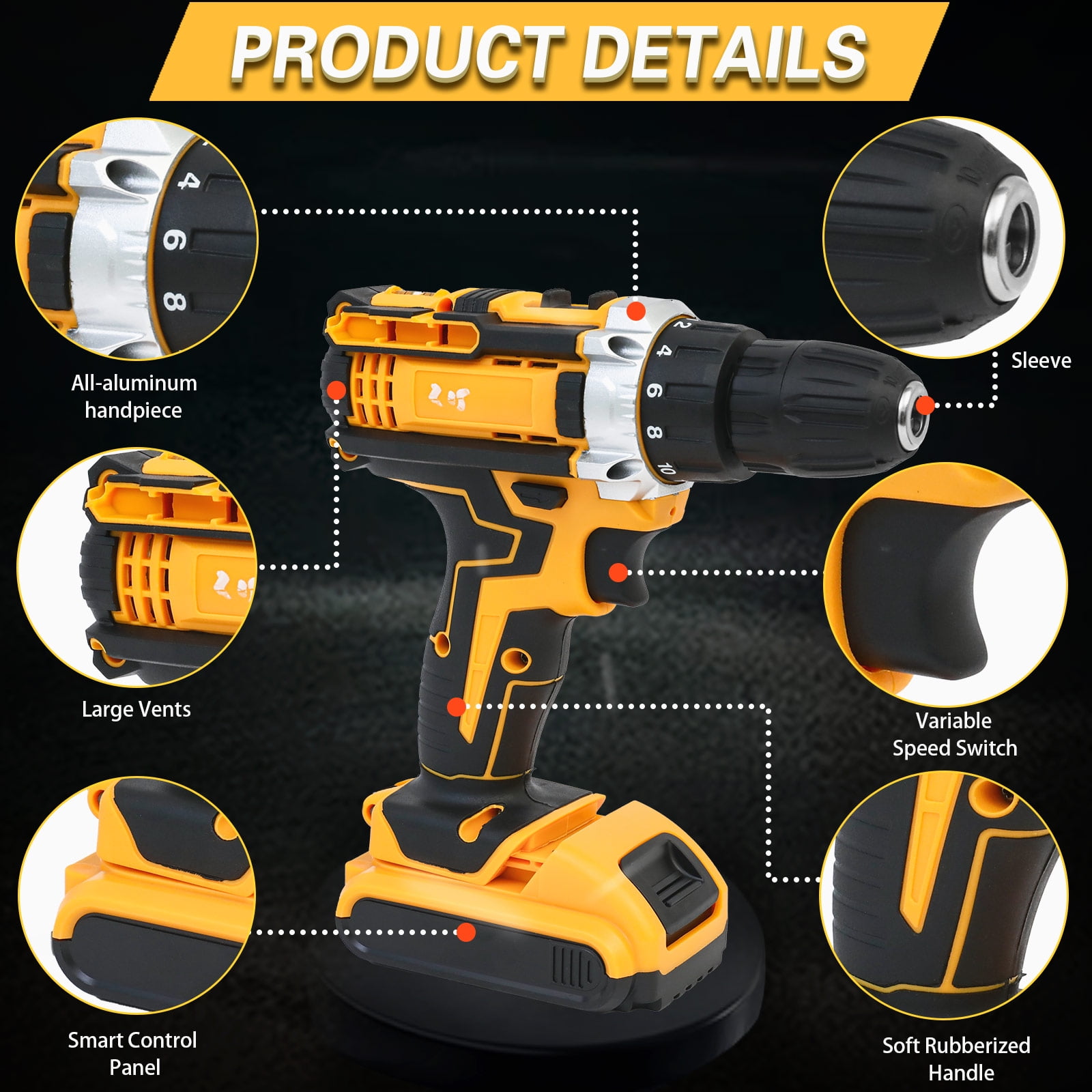 CATGOOD 21V Electric Power Drill and Tool Set (Yellow, 120-Piece Set) er2yg