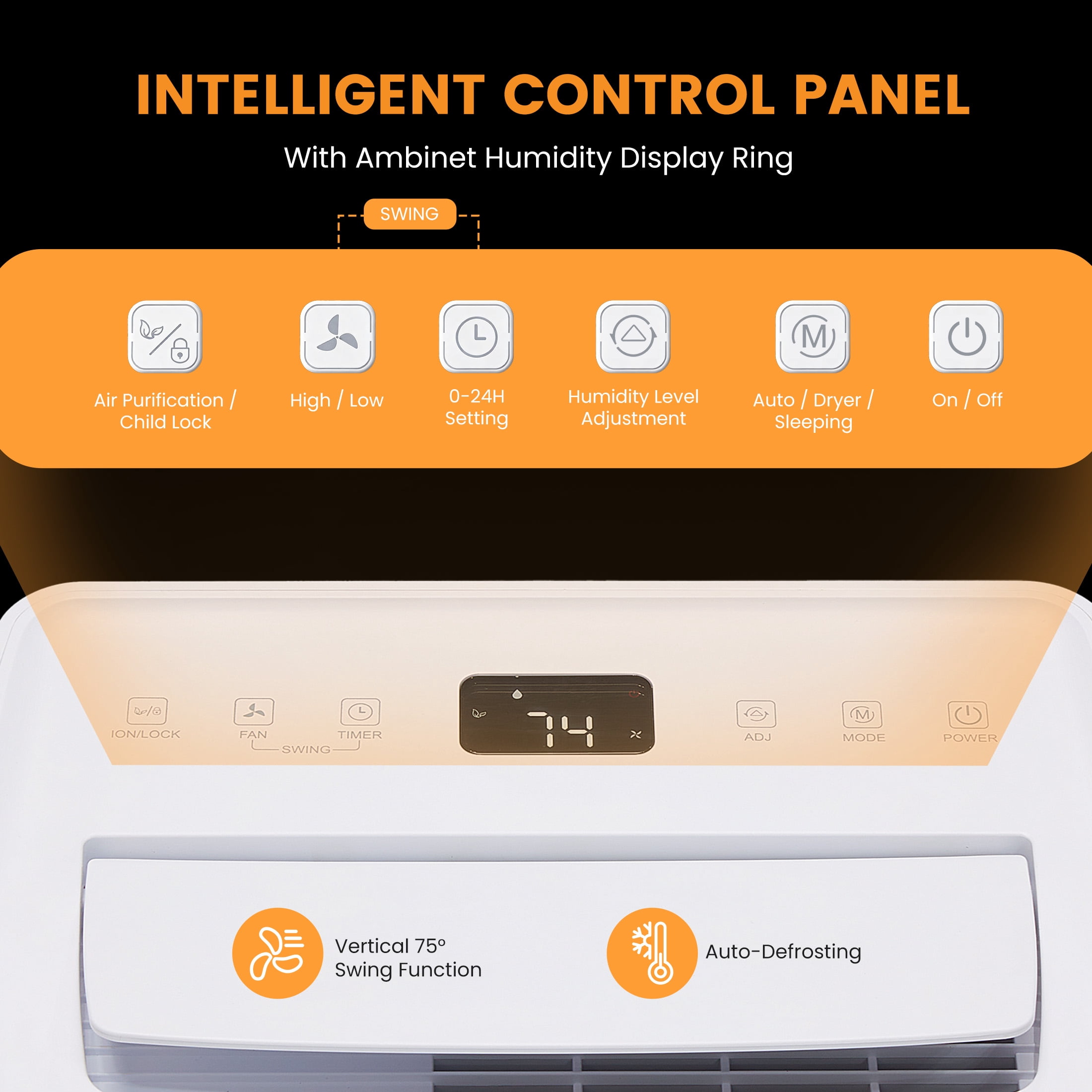 SHOUFTW 30 Pint Dehumidifier for Basement and Large Rooms, Smart Humidity Control with Auto Drain (White, 70 oz) 6q91g