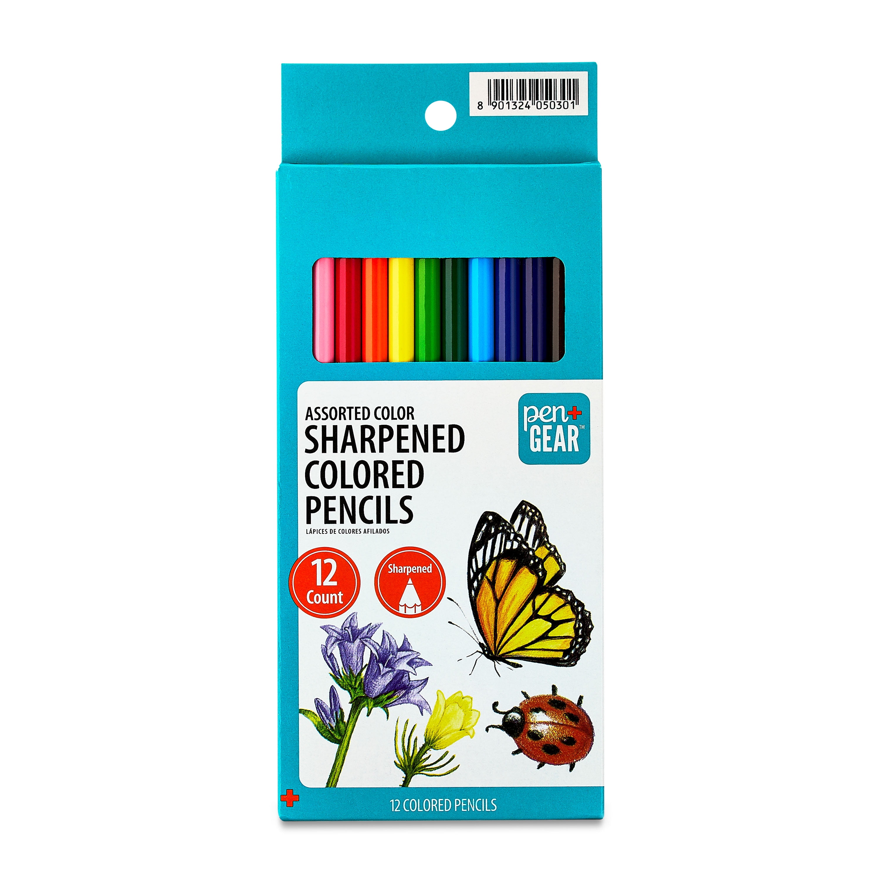Pen+Gear Sharpened Colored Pencils, Vibrant Drawing and Coloring Set (Assorted Colors, 12 Count) k6jvu