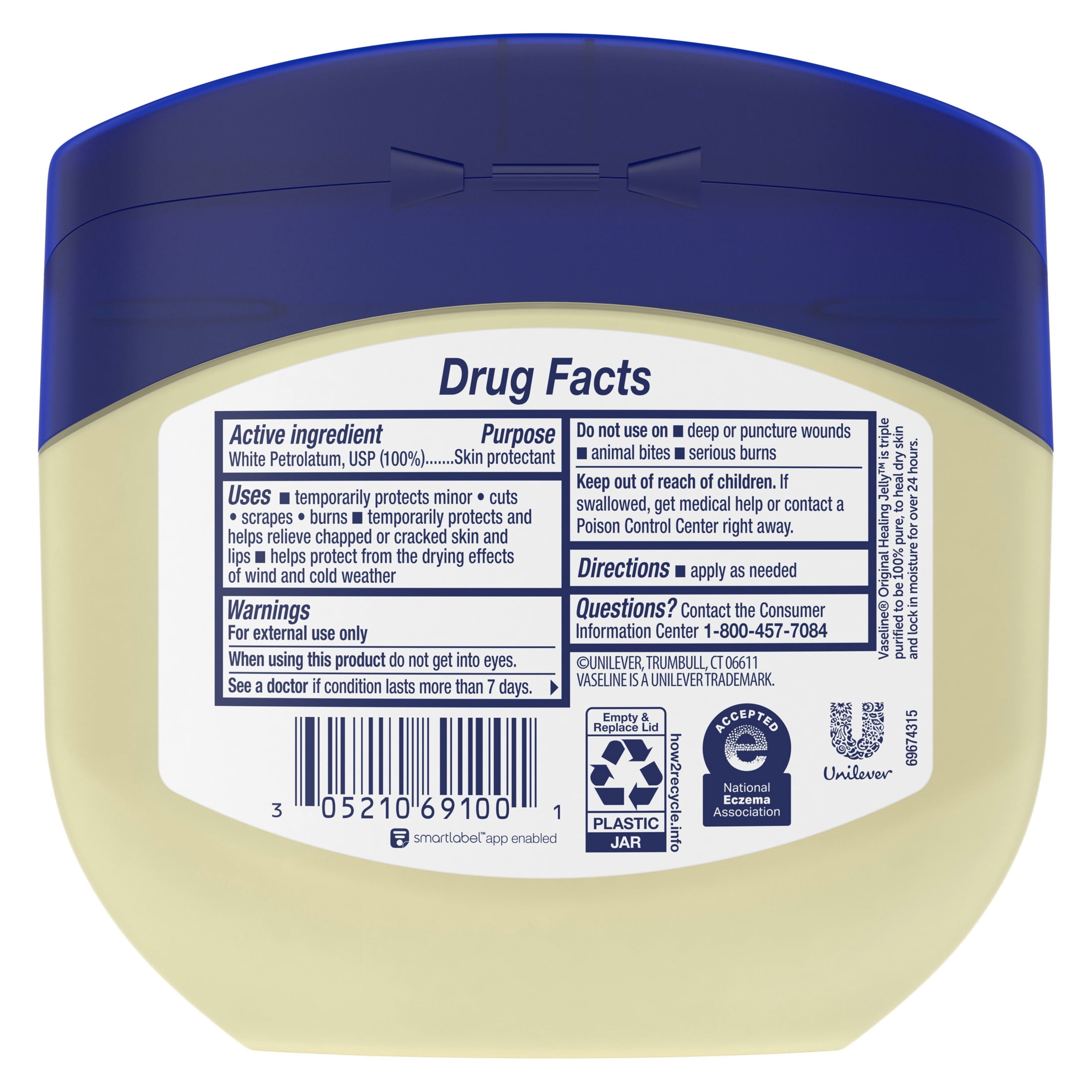 Vaseline Healing Jelly Original Skin Protectant for Dry Skin and Eczema Relief (Clear, 13 oz) gzfrx