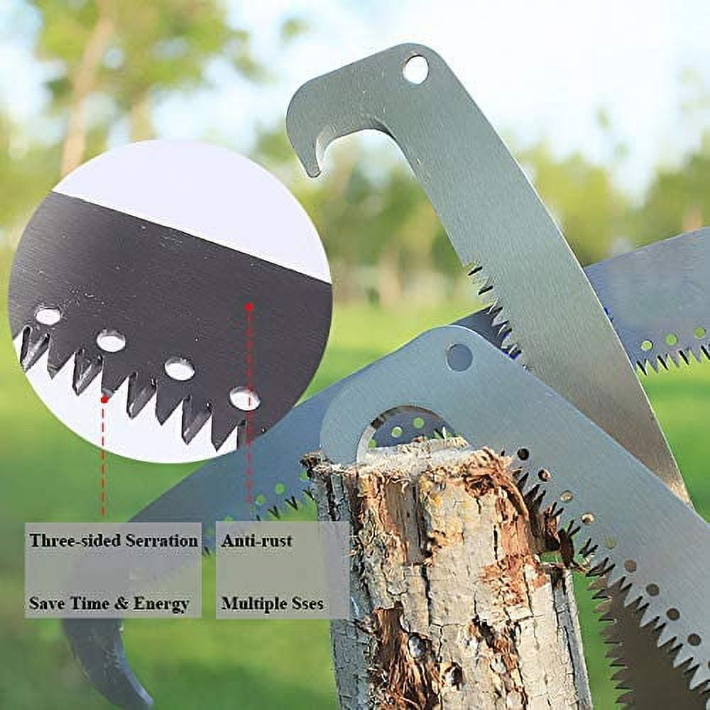 IHOMEPARK 10ft Extendable Pole Saw, Heavy-Duty Tree Pruner with 3-Sided Cutter Blade (Silver, 10 ft) corrb