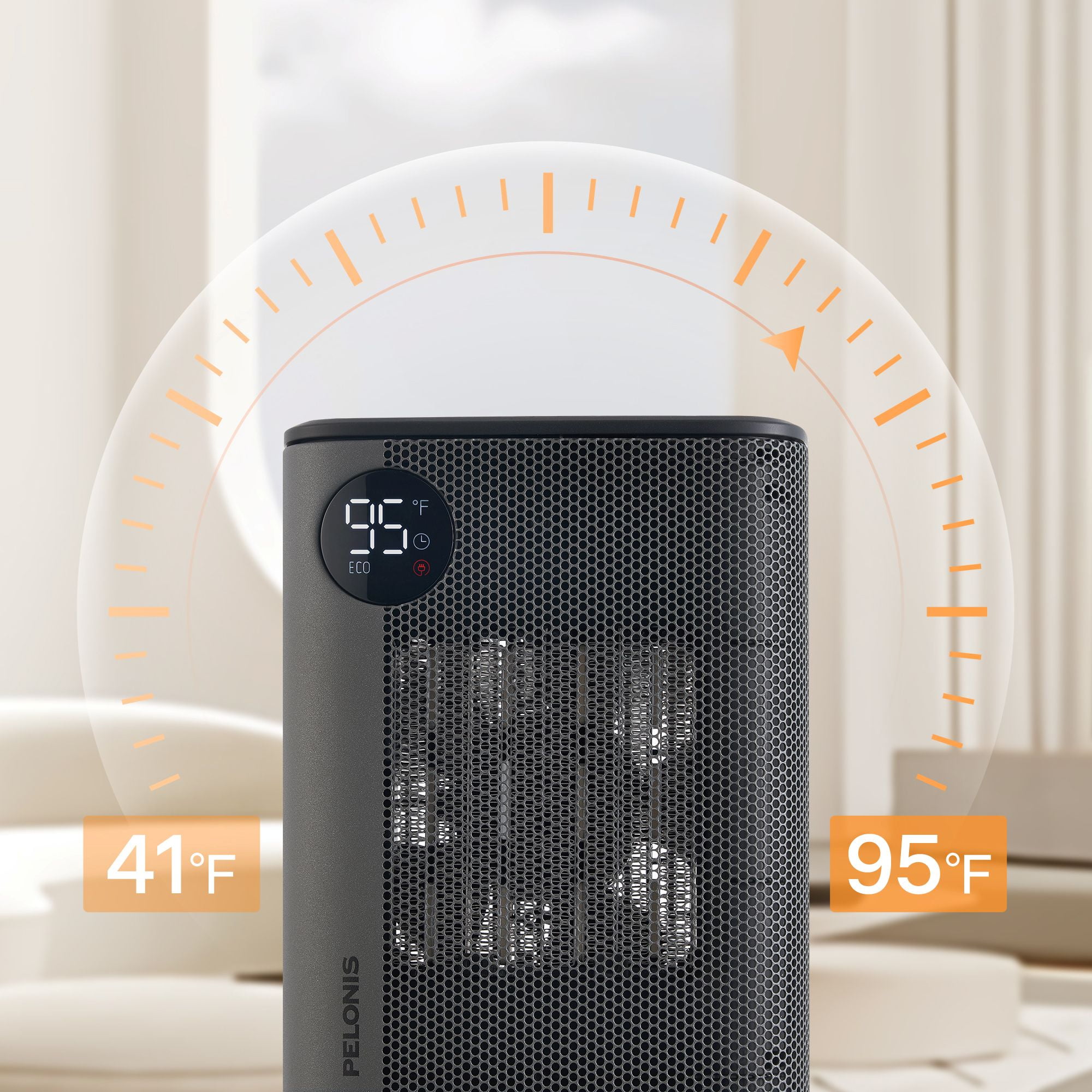 Pelonis Digital Ceramic Space Heater with Remote Control and Adjustable Thermostat (Black, 1500W) a6obi