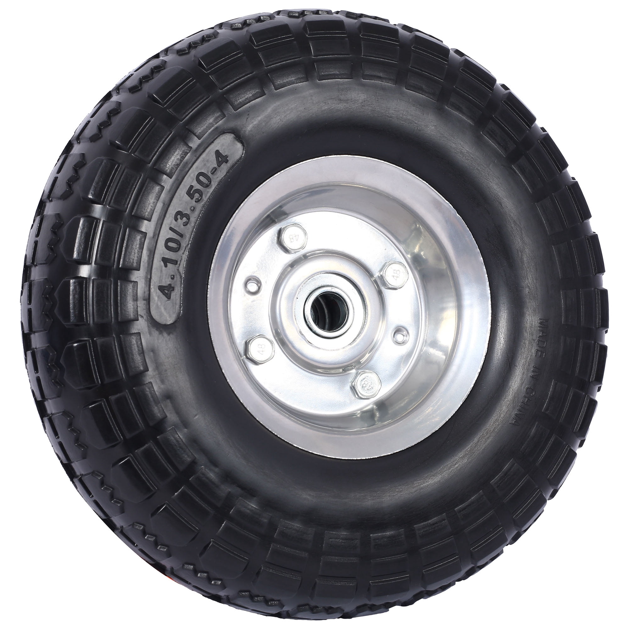 CQSXDA Heavy-Duty Flat-Free PU Foam Tire and Wheel (Black, 10 in Diameter, 5/8 in Axle Bore) usfak