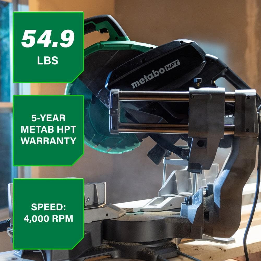 Metabo HPT 12-In Dual Bevel Sliding Miter Saw (C12RSH3, 4000 RPM) qi1rc