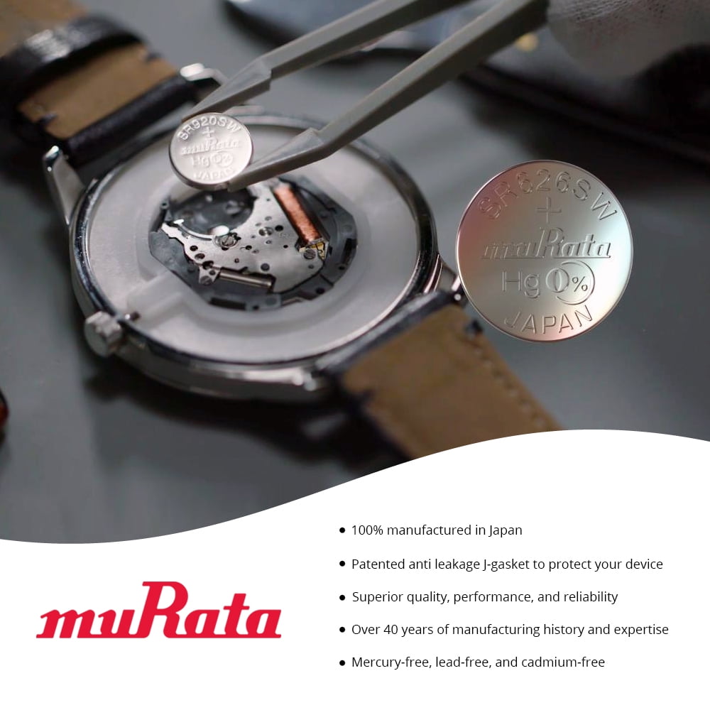 Murata Power Solutions 377 SR626SW Silver Oxide Watch Battery (Silver, 5 Pack) 0dewo