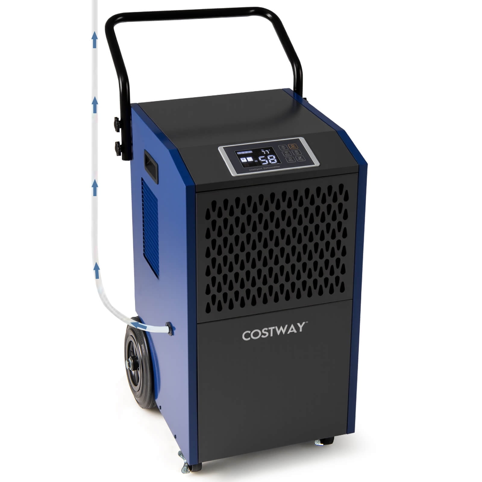 Costway Commercial Dehumidifier with Pump and Drain Hose for Basements and Job Sites (Blue, 49-Pint DOE) jwluo