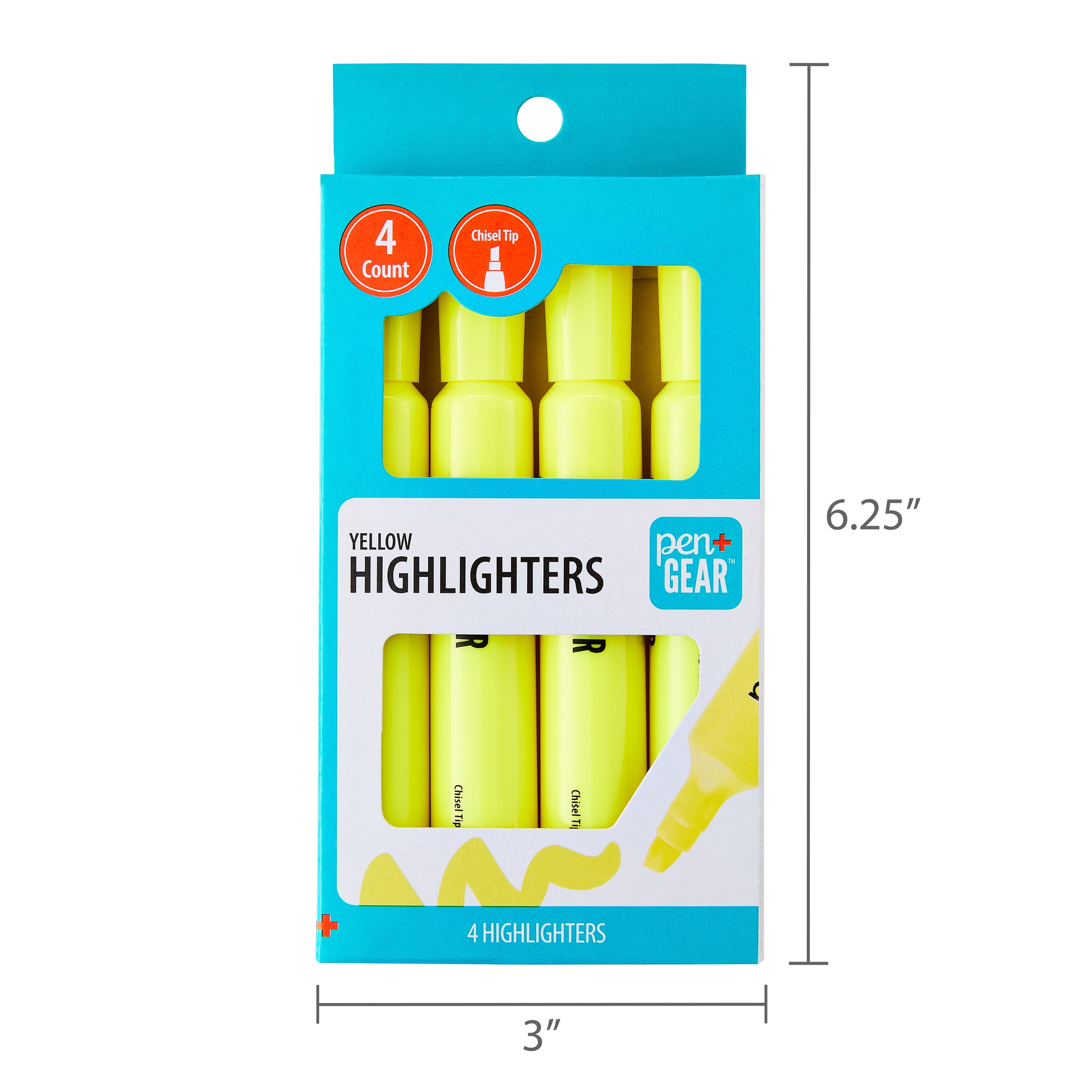 Pen+Gear Jumbo Tank Highlighters, Chisel Tip, Smooth Ink Flow (Yellow, 4 Count) kfxa1