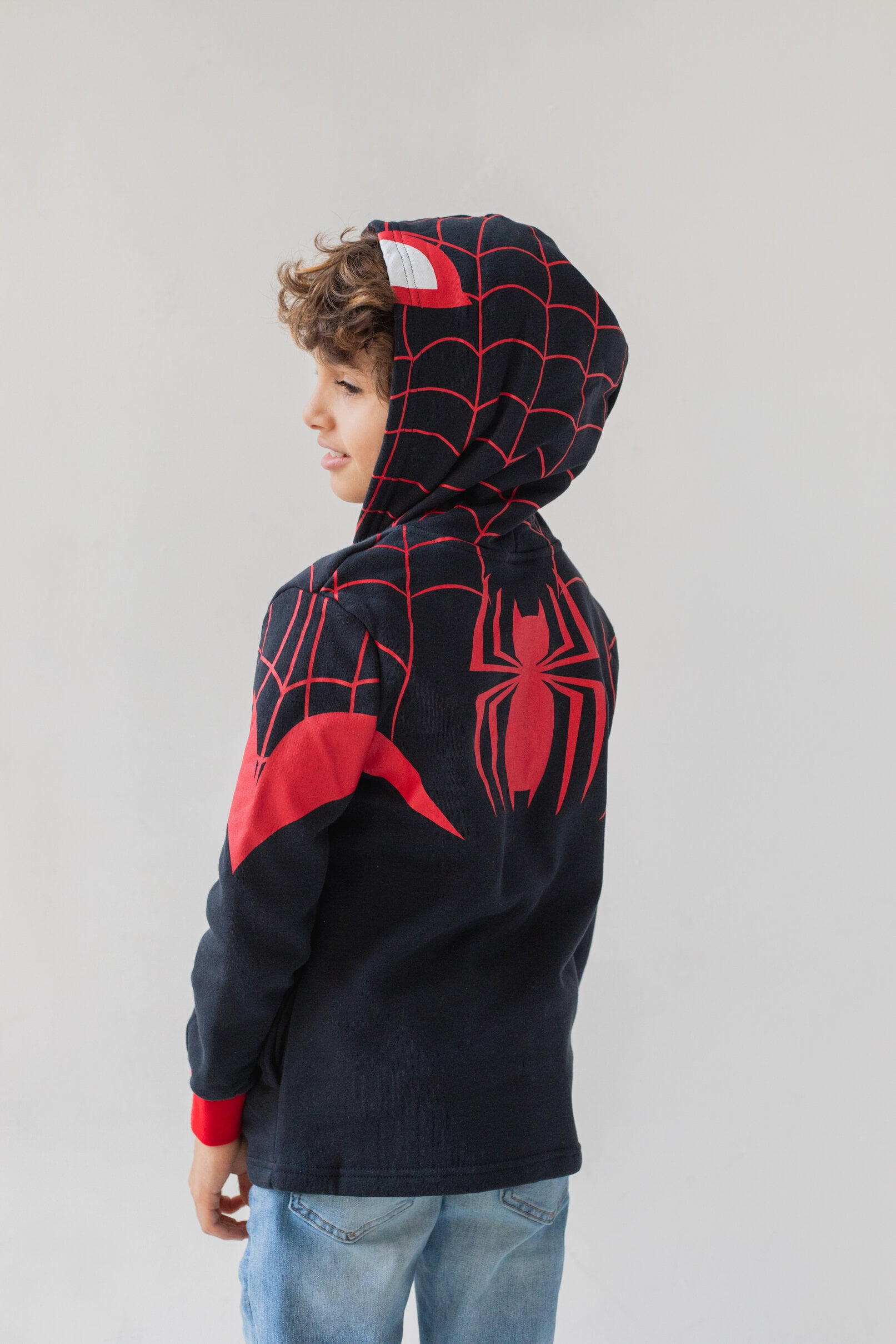 Marvel Miles Morales Spider-Verse Toddler Zip-Up Fleece Hoodie (Black, 4T) wxn6n
