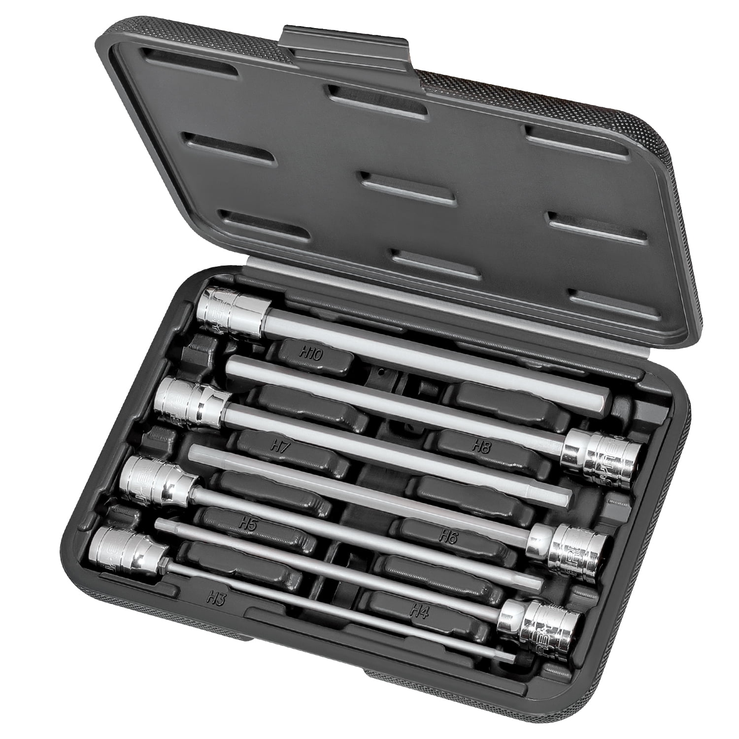 Carbyne 7-Piece Extra Long Hex Bit Socket Set, 3/8 in Drive, Metric Sizes (3mm to 10mm) cf4ct