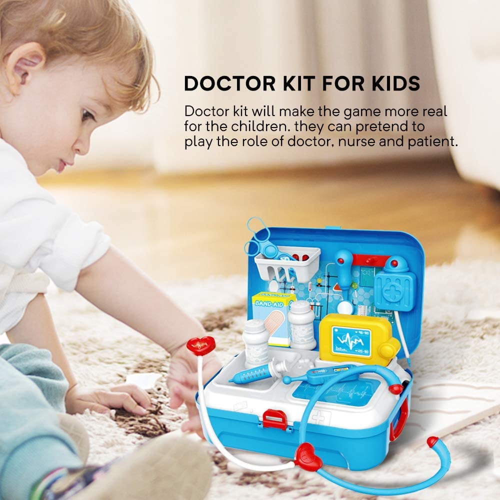 TiokMc Doctor Play Set for Toddlers, Educational Medical Role Play Kit with Carrying Case (17-Piece Set) r2tx3