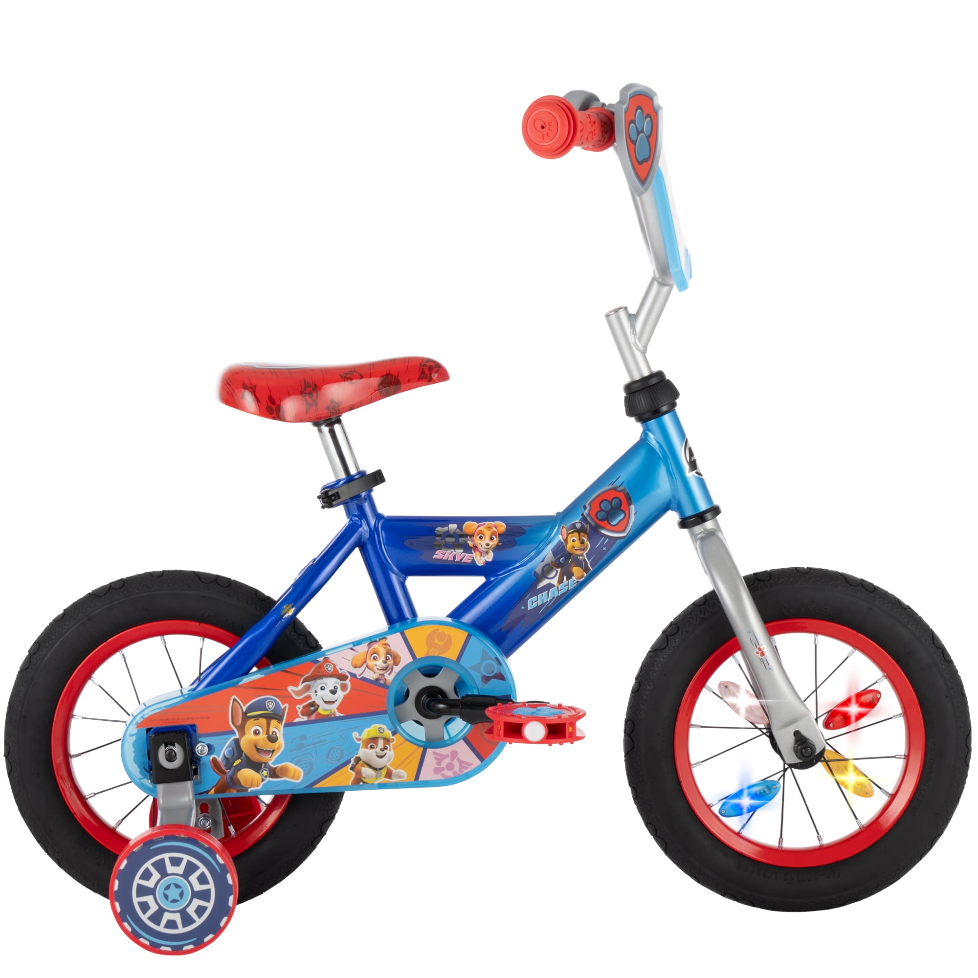 Huffy Paw Patrol Kids' Bike with Training Wheels, LED Light-up Wheels (Blue, 12 in) u5e4c