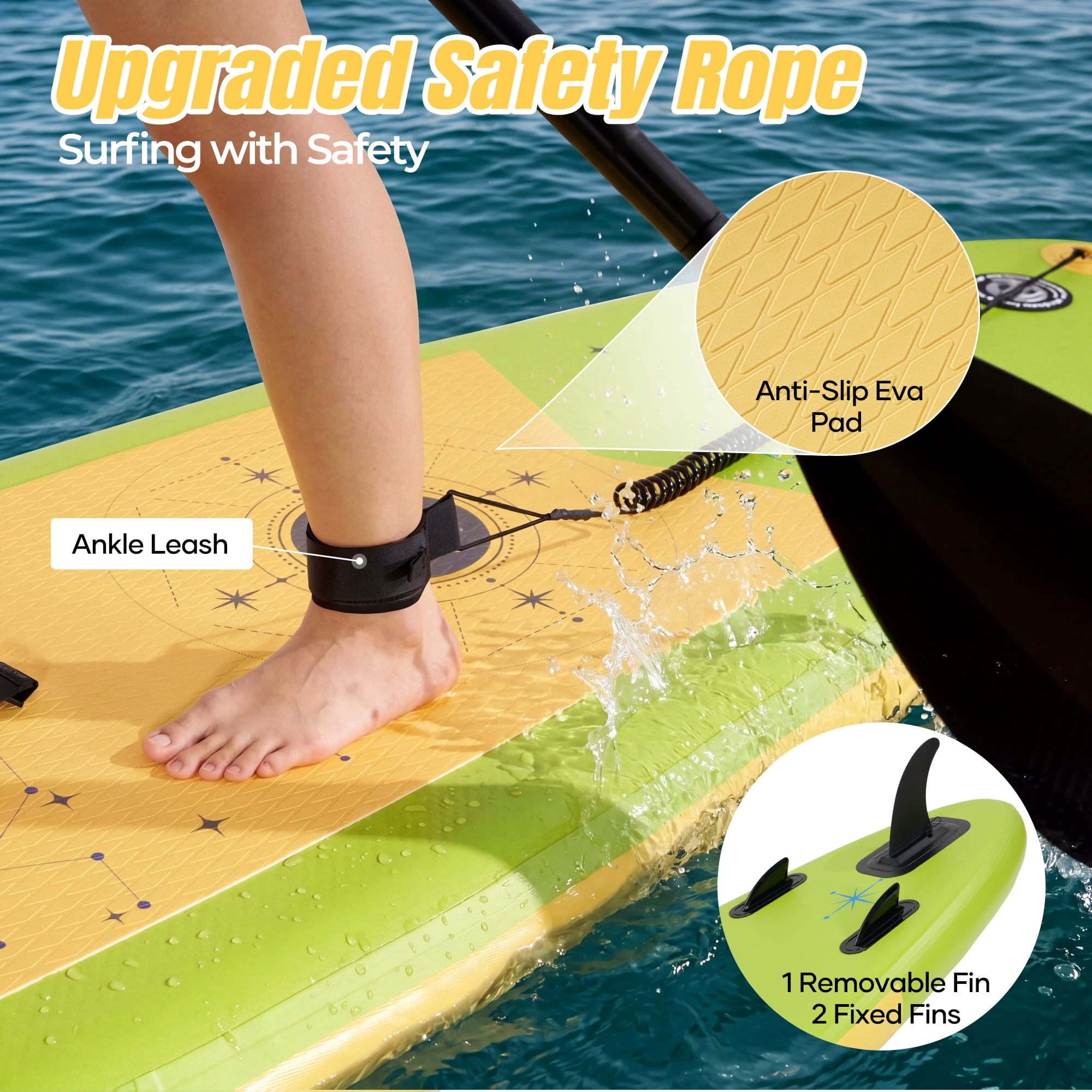 Naipo Inflatable Stand Up Paddle Board with Full SUP Accessories (Avocado Green, 10 ft) v8avu