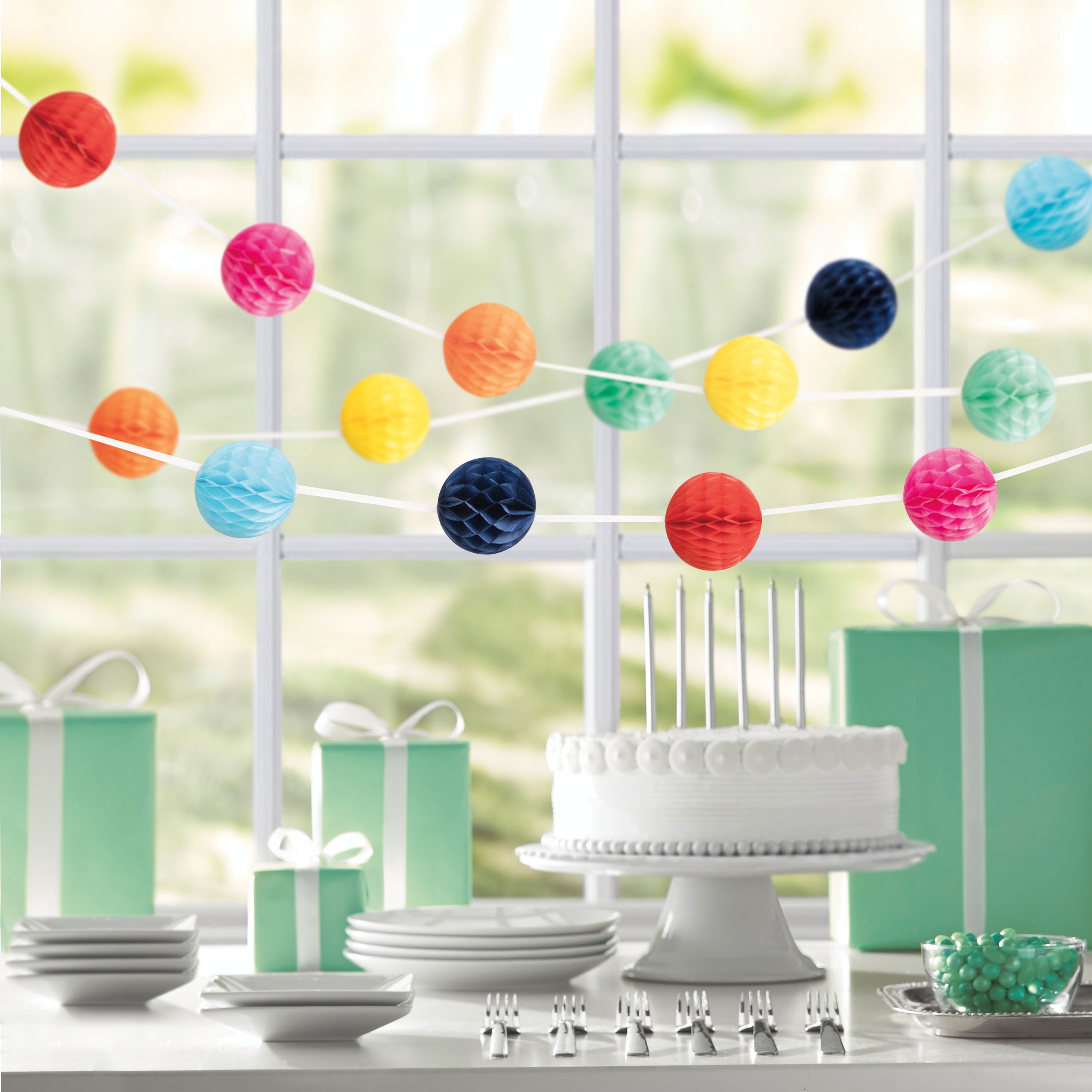 Way To Celebrate Multicolor Honeycomb Ball Garland (Multicolor, 7 ft) 4asca