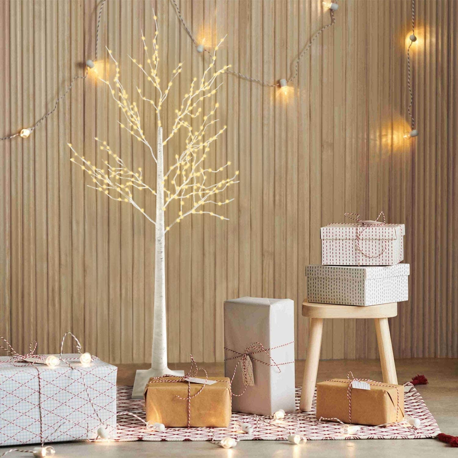 GLUAAE 6 ft LED Birch Tree Light with Remote Control, Dimmable Warm White Lighting for Home and Event Decor (6 ft) xbo05