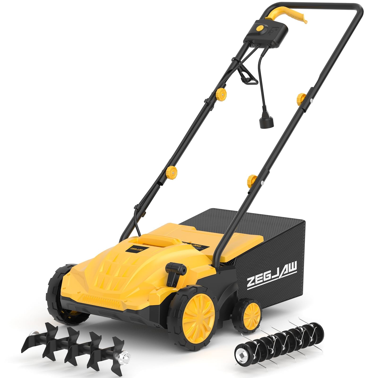 ZEGJAW Electric Dethatcher and Scarifier, 2-in-1 Lawn Thatch Remover with 4-Position Depth Adjustment (13 in, 12 Amps) 0bdvu
