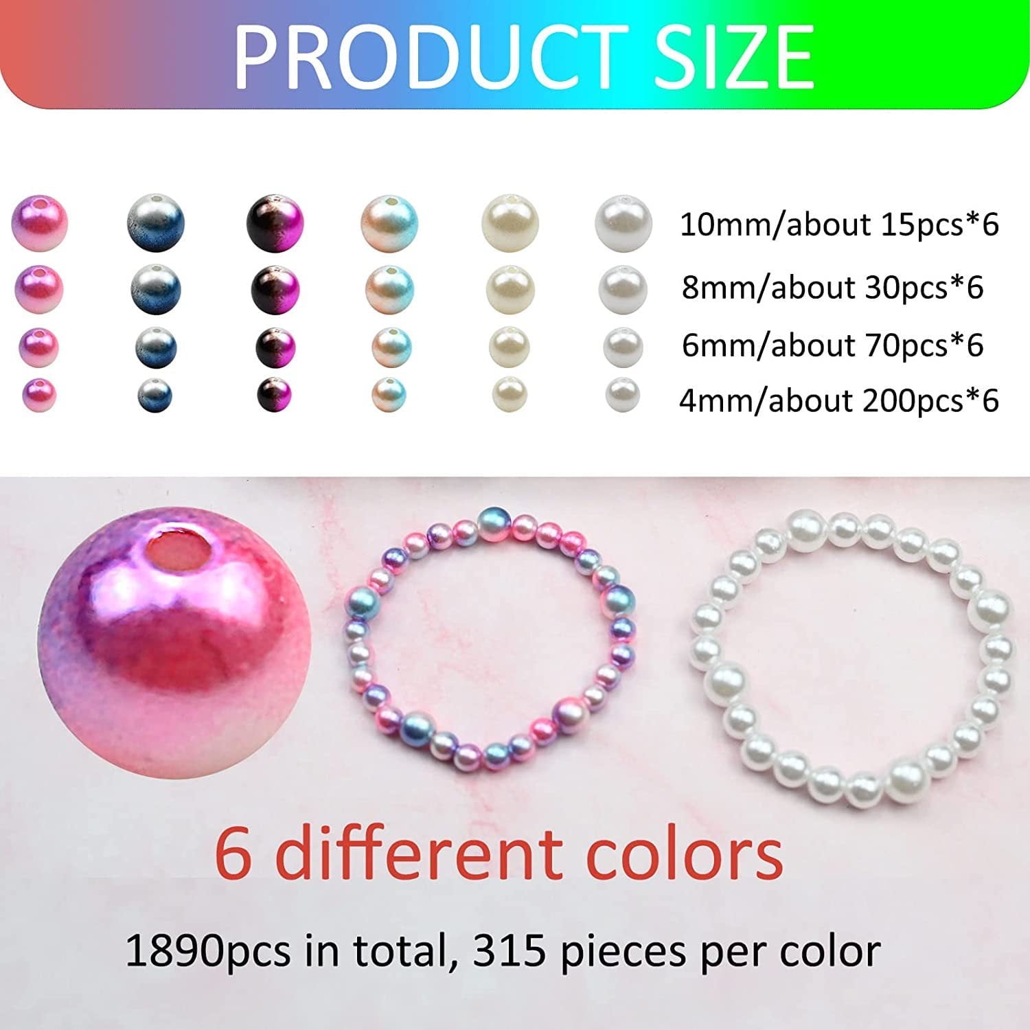 Walkfairy Pearl Beads for Jewelry Making Kit (Multicolor, 1890 Pieces) le5lc