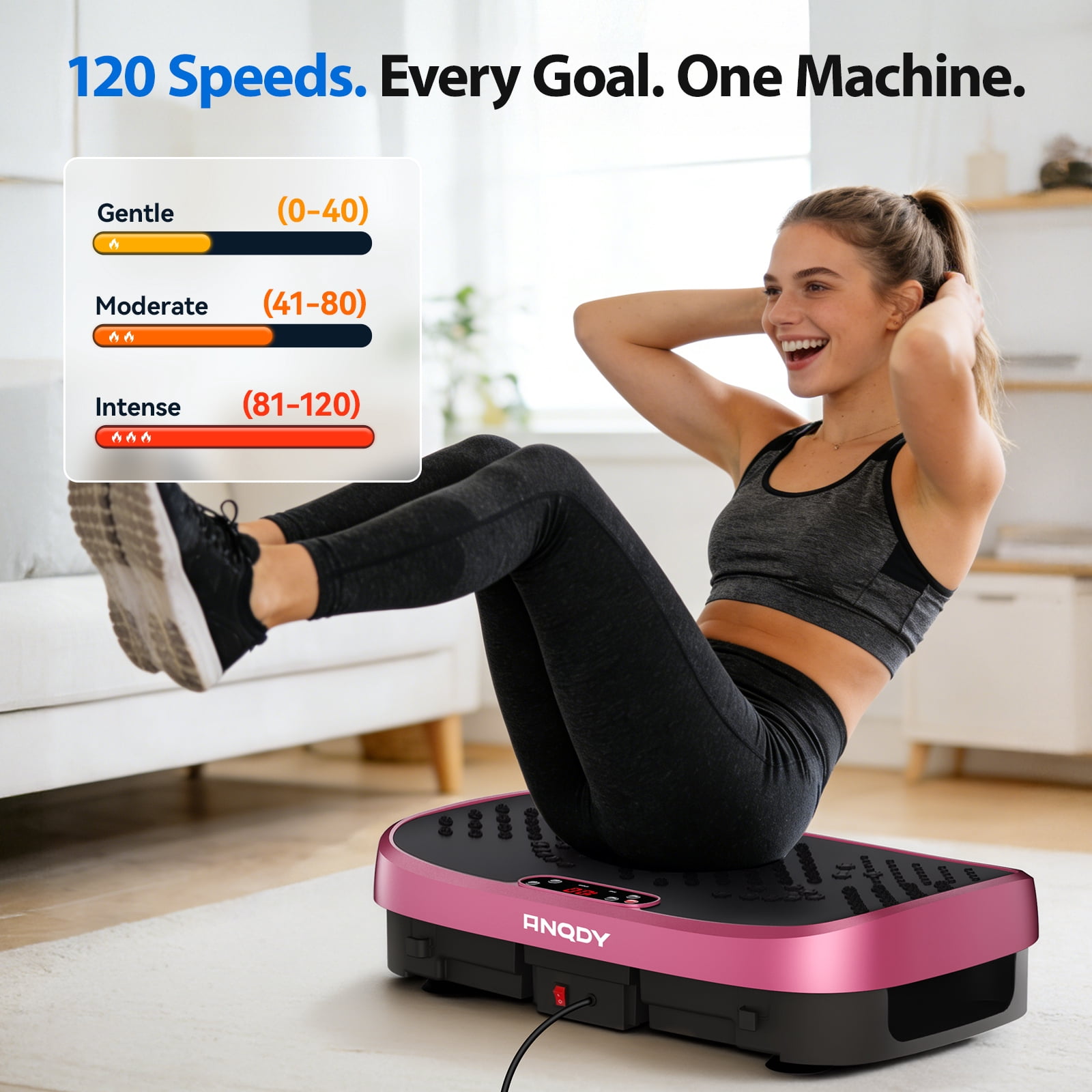 Anqdy Vibration Plate Exercise Machine with Magnetic Acupoints and LCD Display (Pink, 22 in x 14 in x 6 in) pn9ge