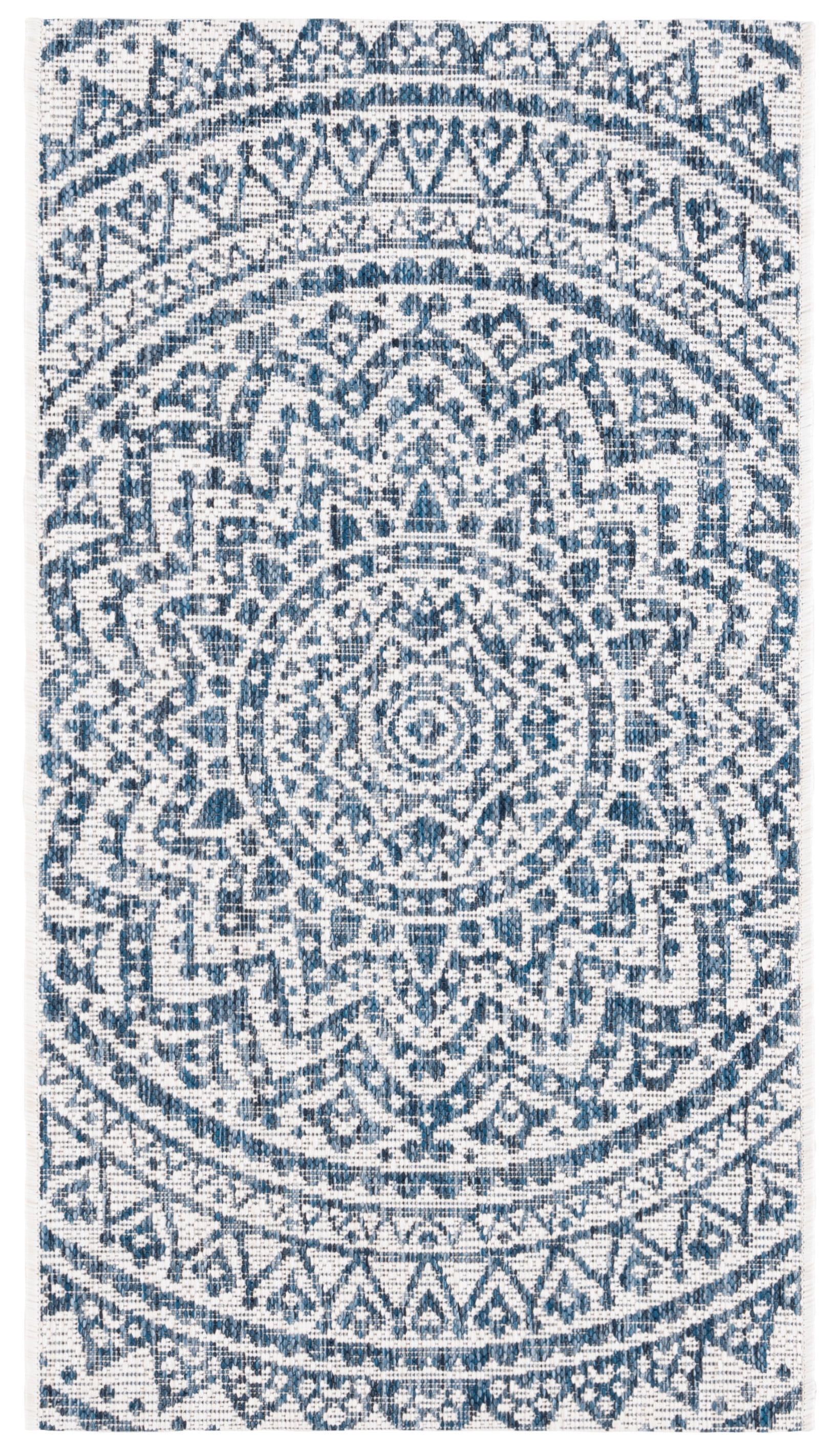 Safavieh Courtyard Josiah Floral Medallion Indoor/Outdoor Area Rug (Ivory/Navy, 2 ft 7 in x 5 ft) btttp