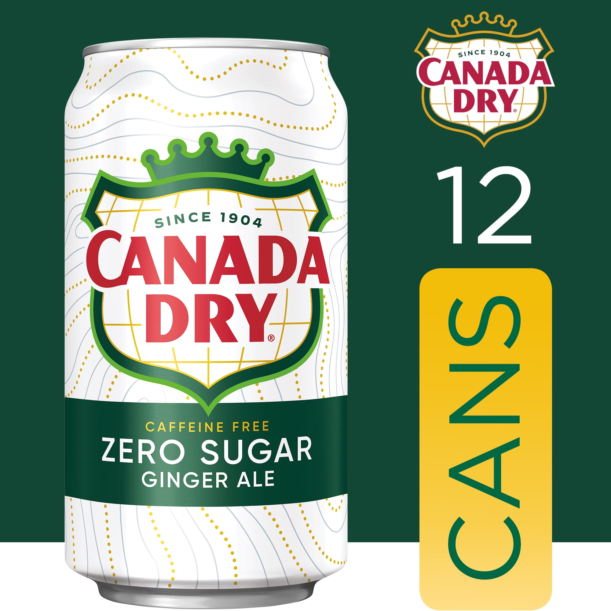 Canada Dry Ginger Ale Zero Sugar Soda, Caffeine Free, Refreshing Carbonated Beverage (12 fl oz, 12 Pack) cscmh