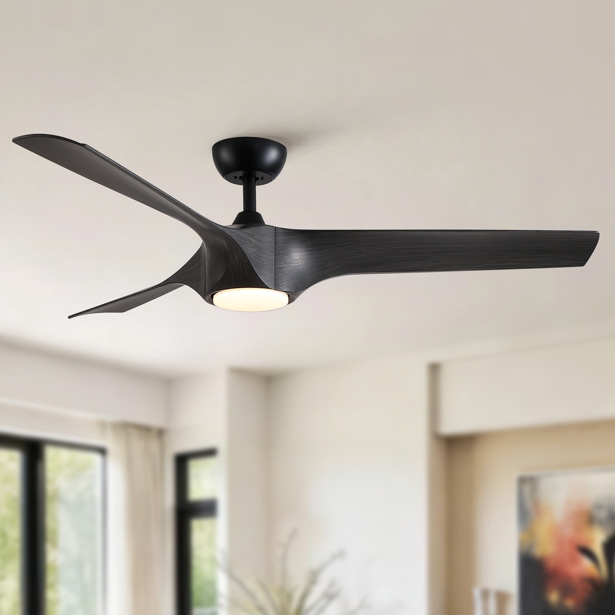 LiviNest 56 in Ceiling Fan with Dimmable LED Light and Remote Control (Matte Black, 56 in) gojb4