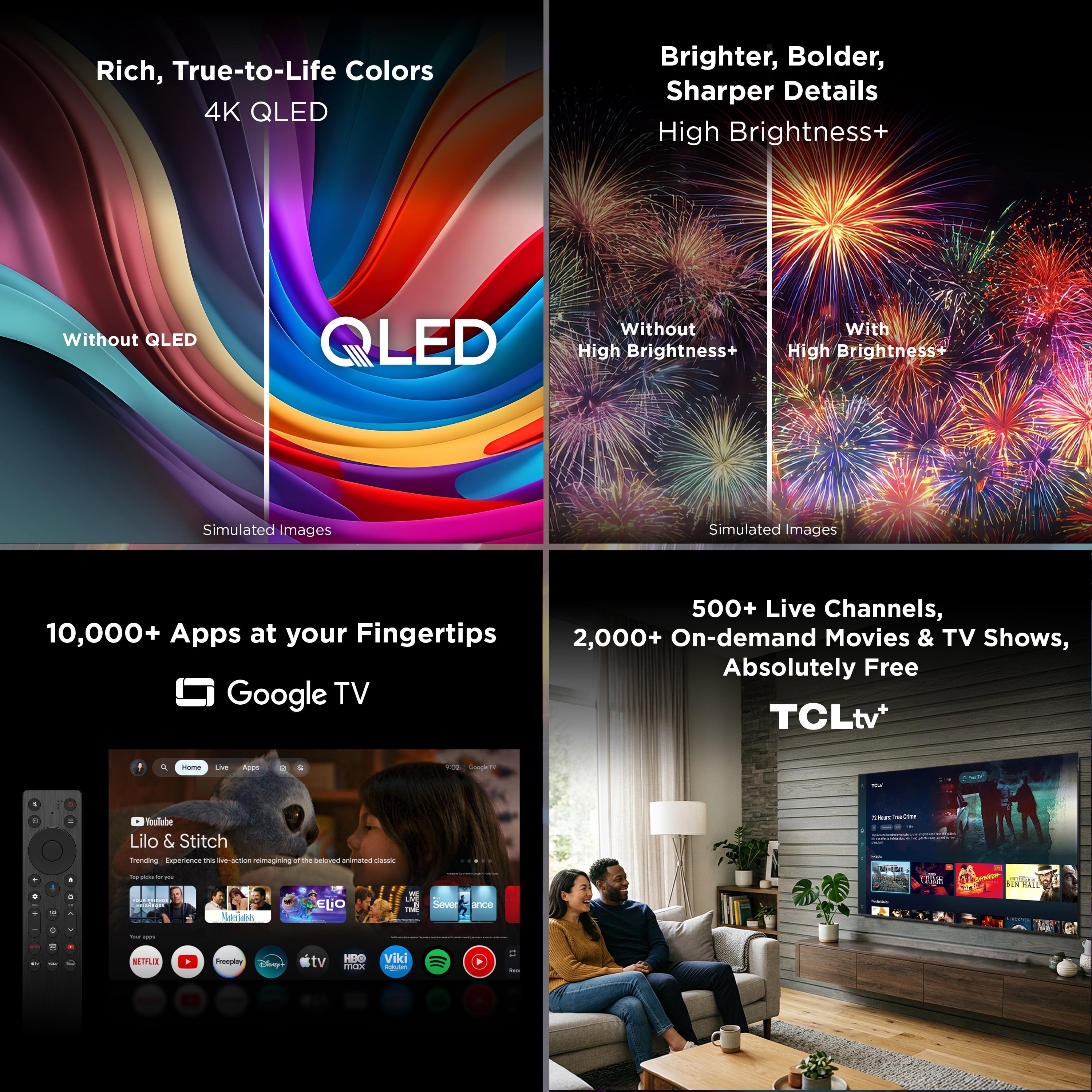 TCL 85-inch Q Series QLED 4K UHD HDR Smart Google TV (Black, 85 in) vd3vx
