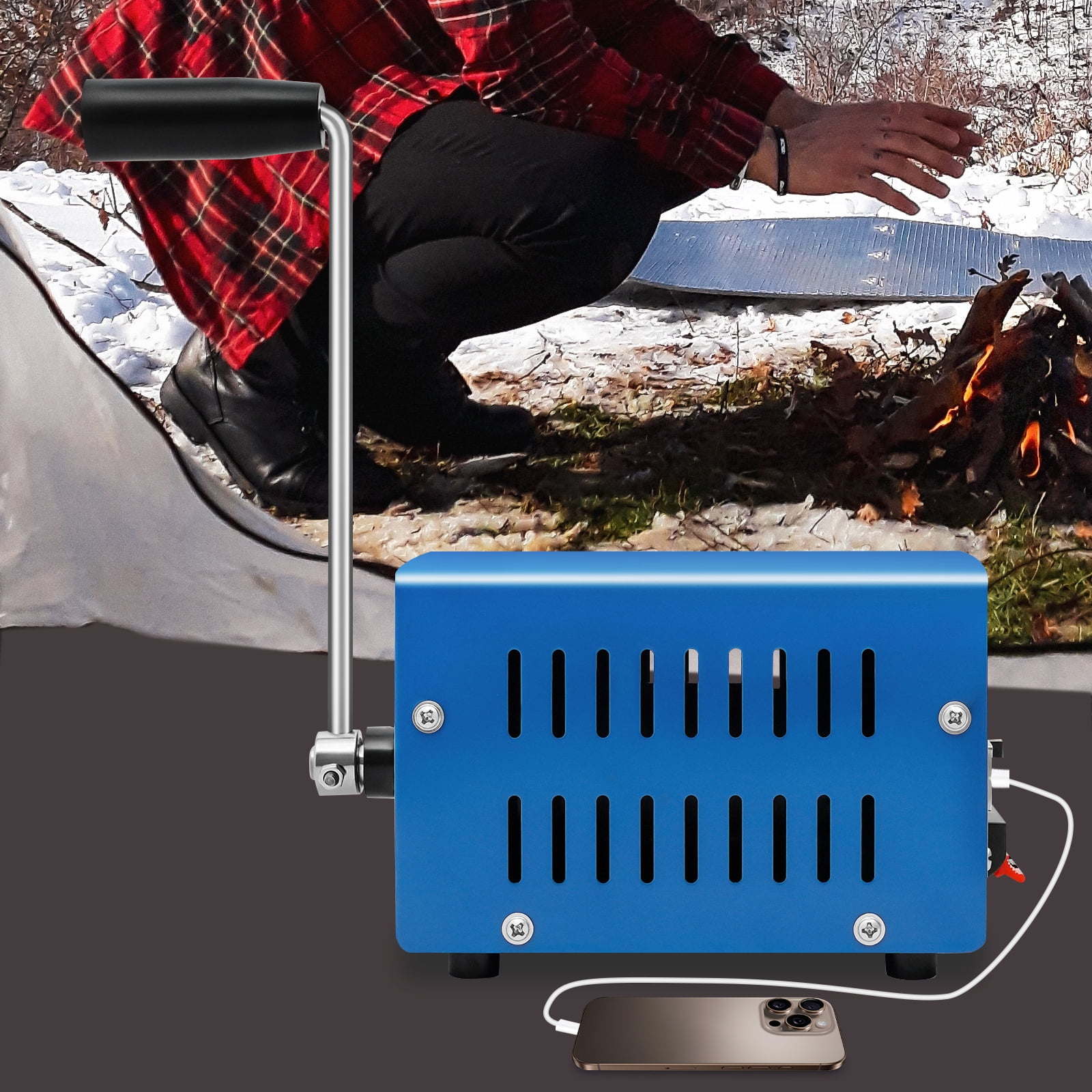 Peakora Hand Crank Generator 20W Portable Manual Power Supply for Emergency Camping (5 in x 3.39 in x 3.46 in) nl8z2