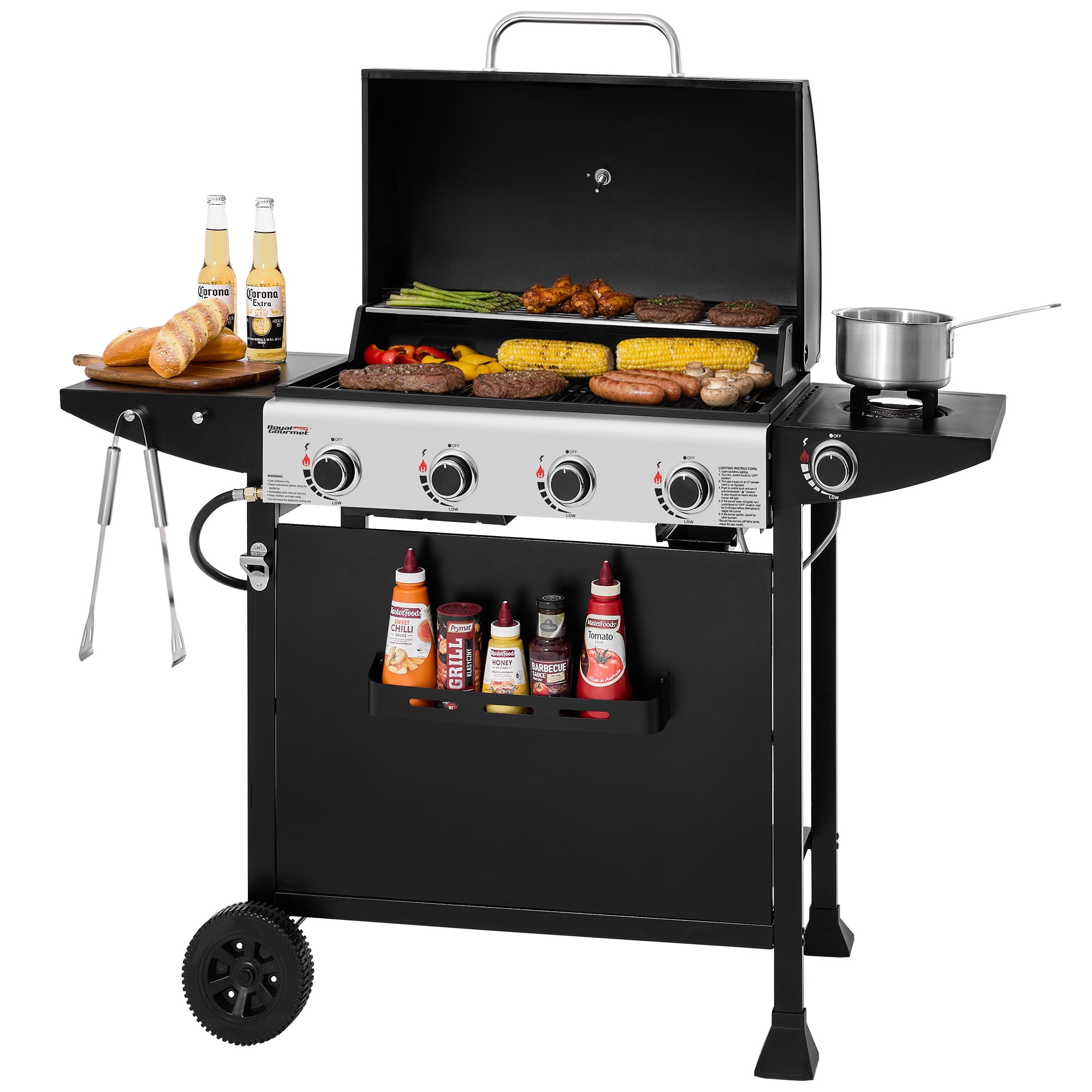 Royal Gourmet GH4001H 4-Burner Gas Grill with Side Burner (Black, 625 sq. in.) j0j68