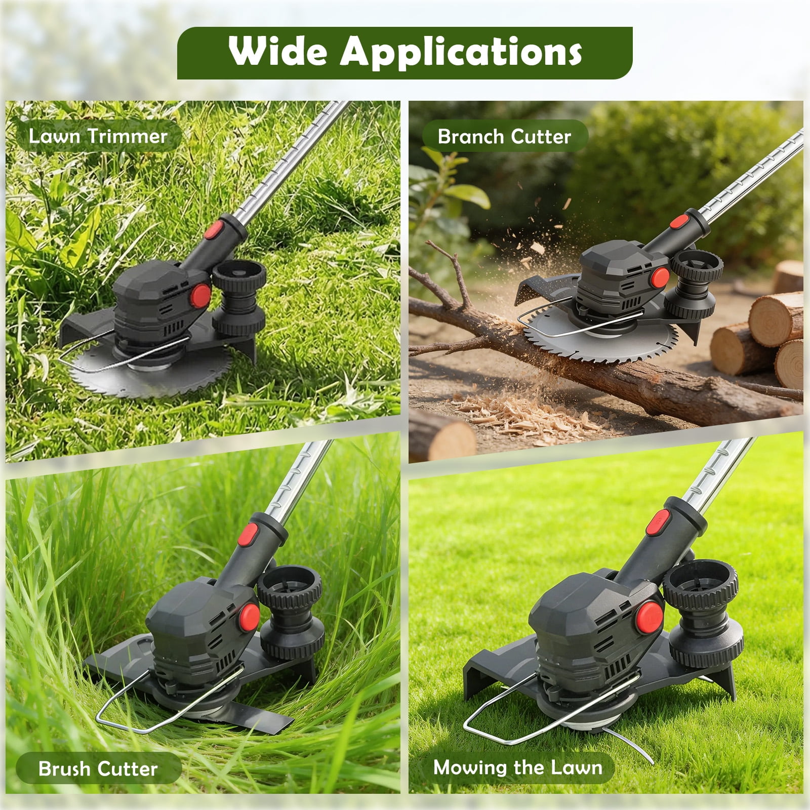 CATGOOD Electric Cordless Weed Eater, 24V Grass Trimmer with 2 Batteries and Charger (8 in Cutting Width) 6bmcb