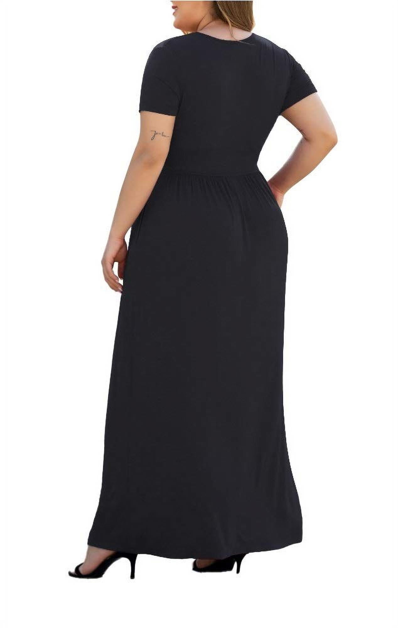 Aiyino Women's Plus Size Casual Maxi Dress with Pockets (Black, 3XL) jll73
