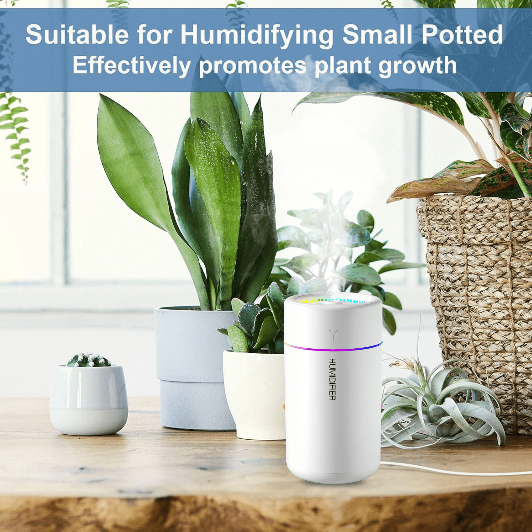 JIANIYA Mini Ultrasonic Humidifier, Portable Desktop Personal Mist Maker for Office and Bedroom (White, 10 fl oz) sq02p