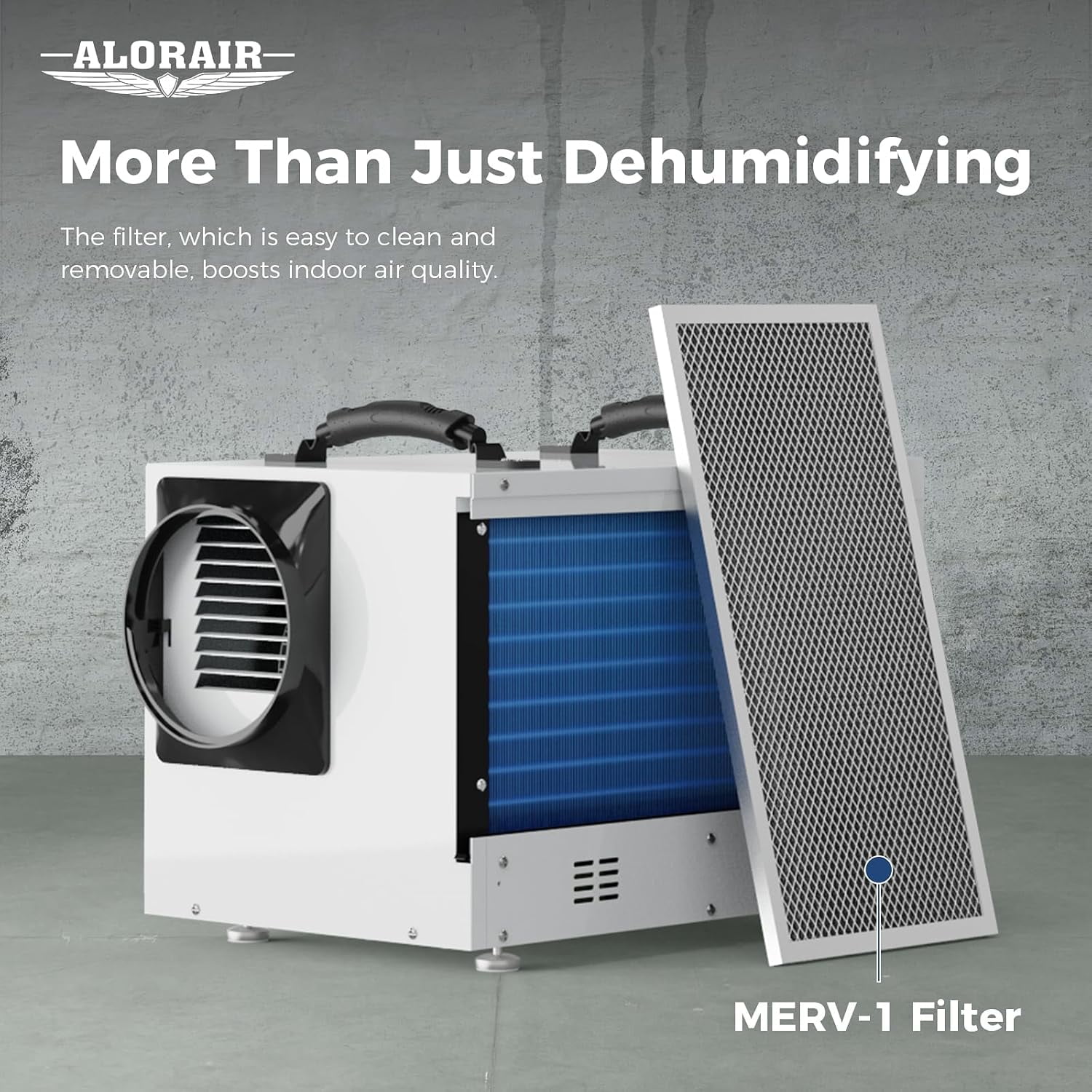AlorAir Crawl Space Dehumidifier, 120 PPD Energy Star Commercial Basement Dehumidifier with Wi-Fi App Control (White, 19.2 x 12.2 x 13.3 in) eh1m1