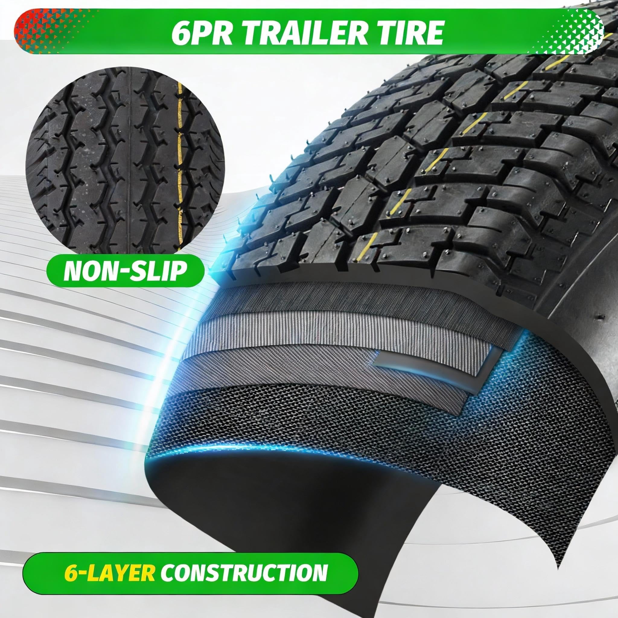 MERXENG ST175/80D13 Trailer Tires on Rim (White Spoke, 2-Pack, 13 in) 7vb4b