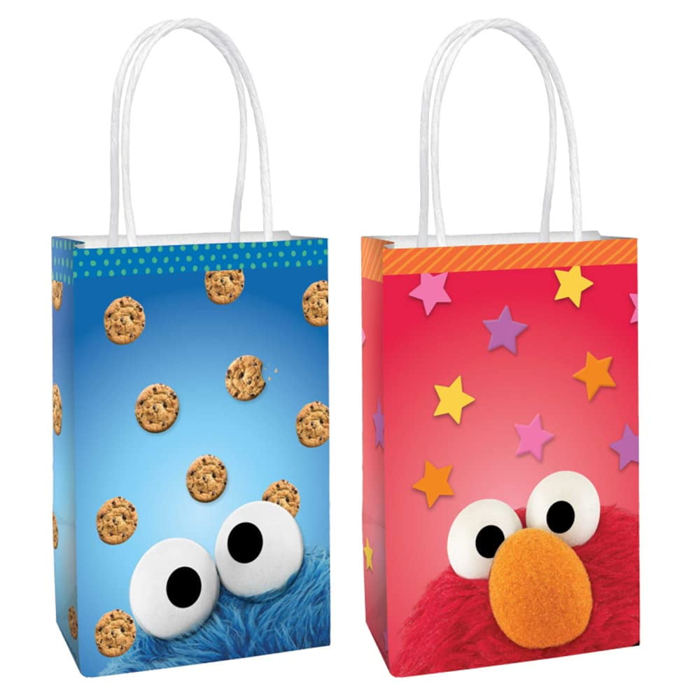 Amscan Sesame Street Party Favor Gift Bags (Blue, 8 Count, 8.25 in x 5 in x 3.25 in) gp0l6