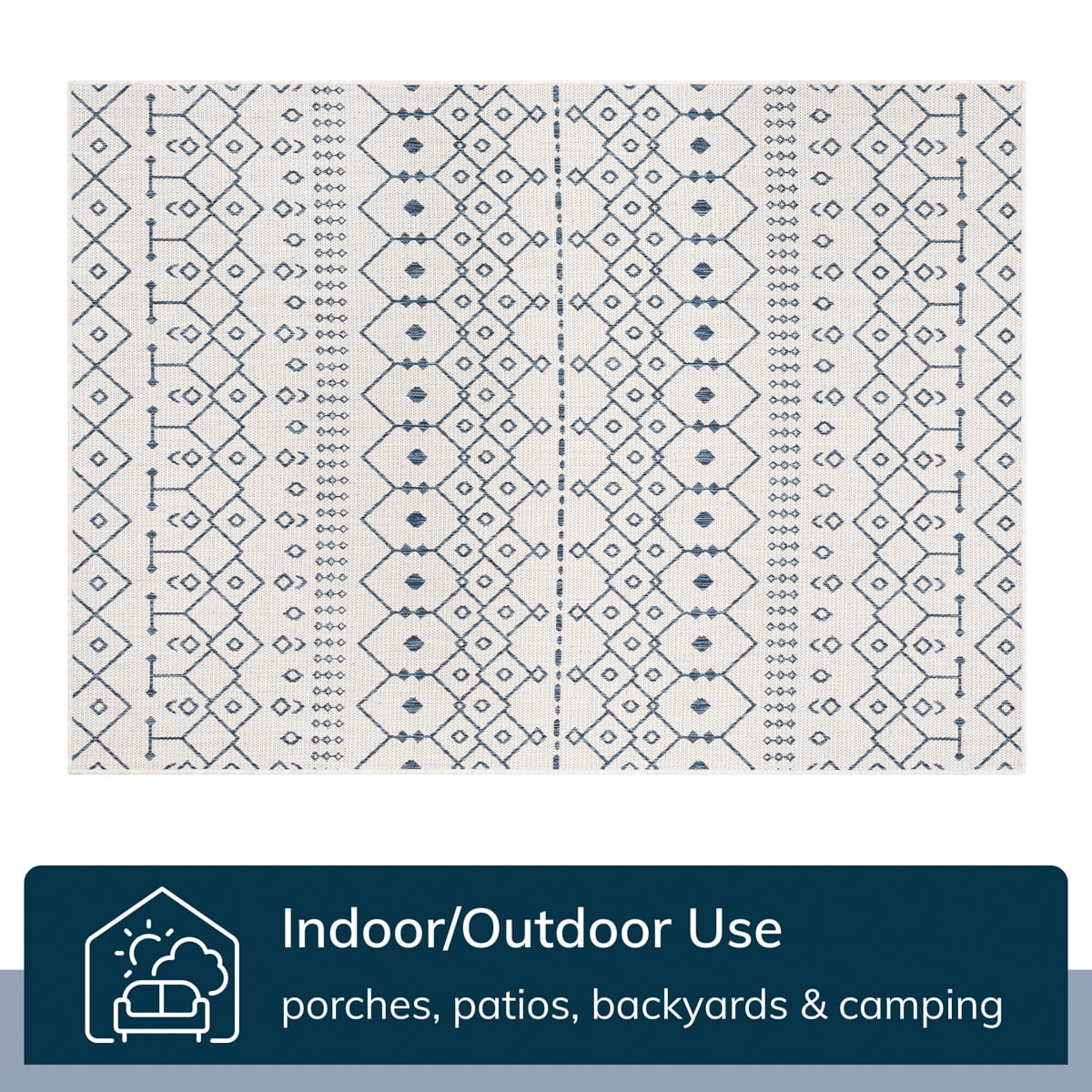 Well Woven Medusa Nordic Lattice Pattern Outdoor Area Rug (Light Blue, 2 ft 3 in x 3 ft 11 in) q1w49