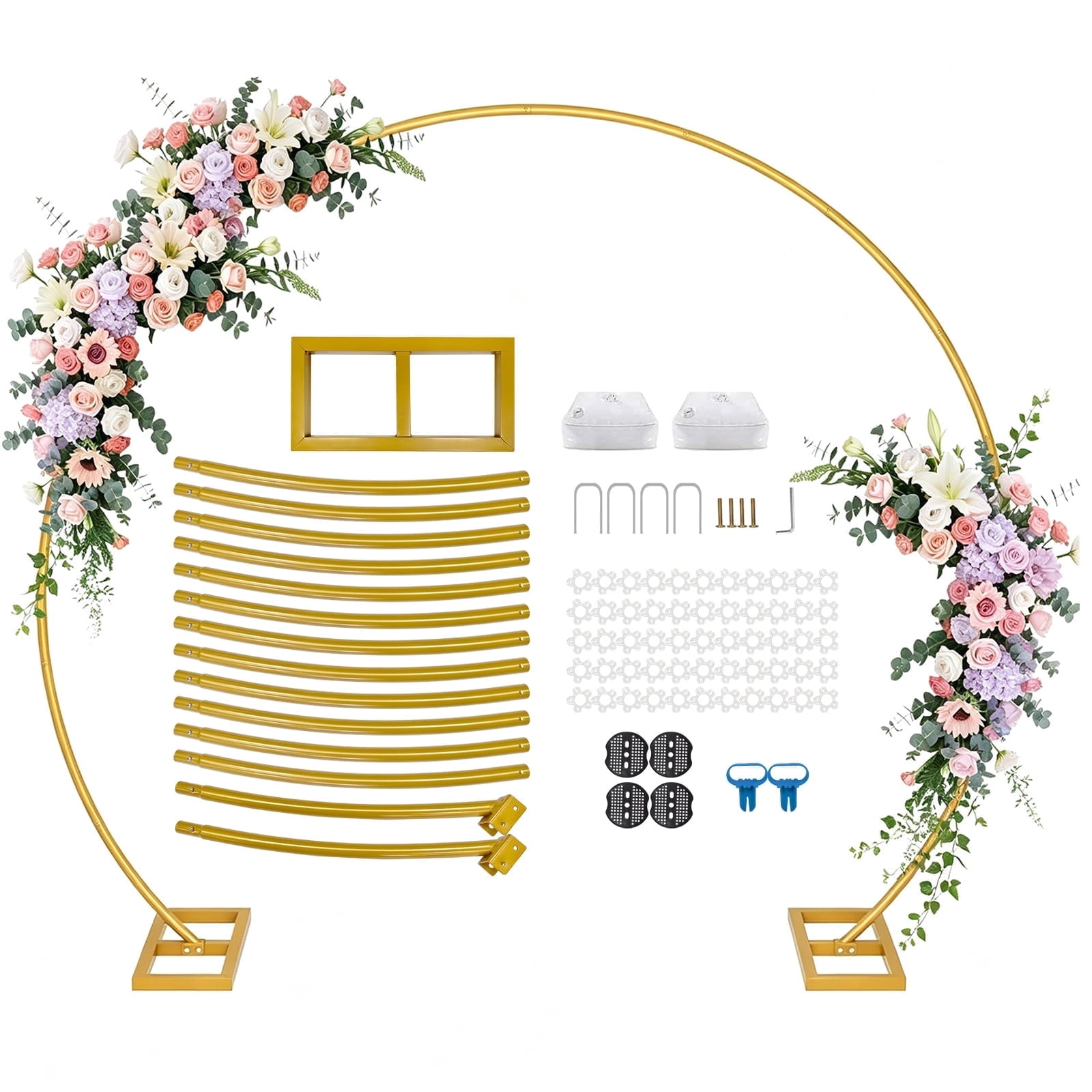 JOPESO Metal Round Backdrop Stand for Wedding Arch and Party Decor (Gold, 82 in H x 94 in W) bosb0