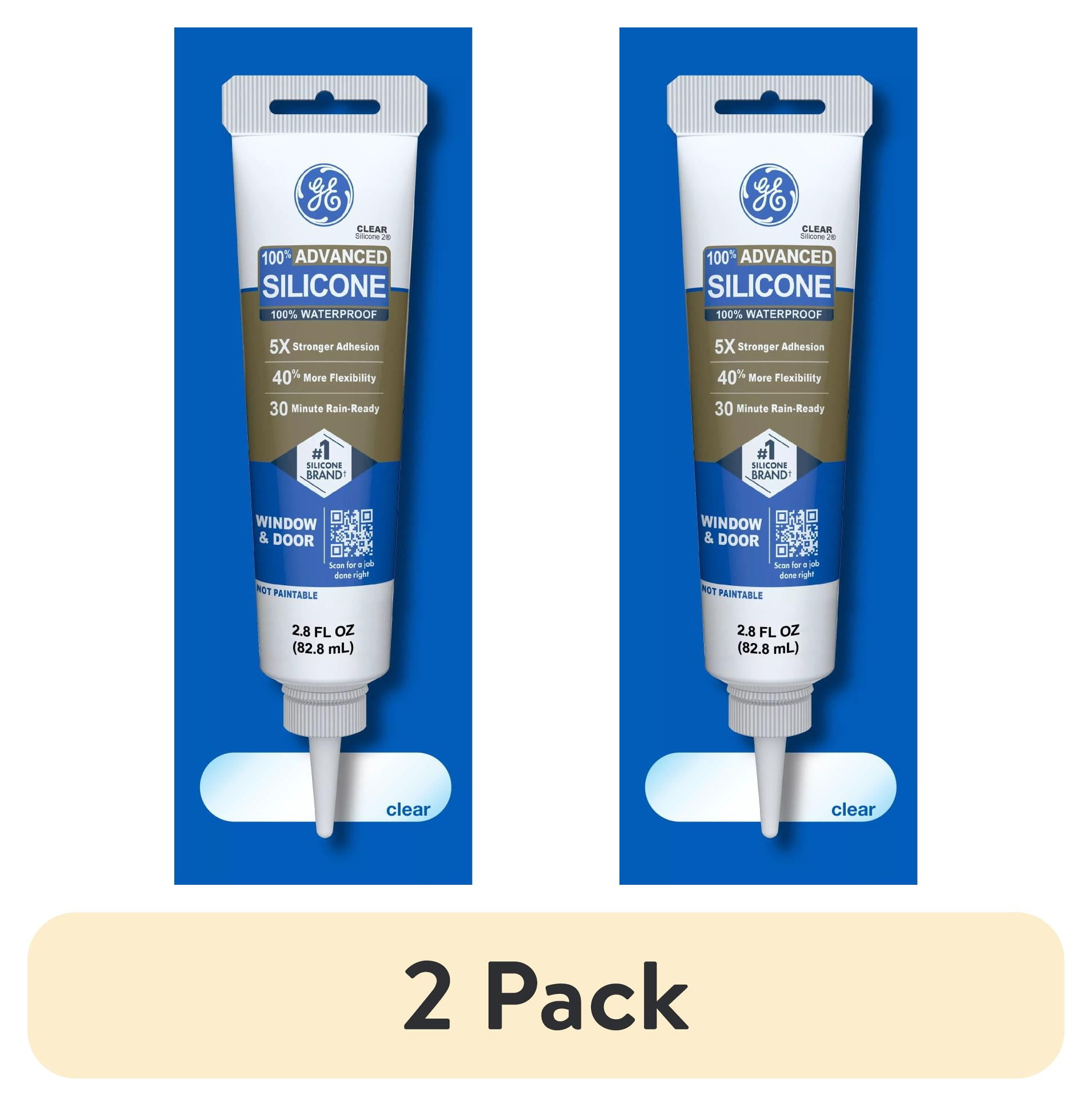 GE Advanced Silicone Window & Door Sealant, Waterproof Weatherproof Adhesive (Clear, 2.8 fl oz, 2 Pack) hurff