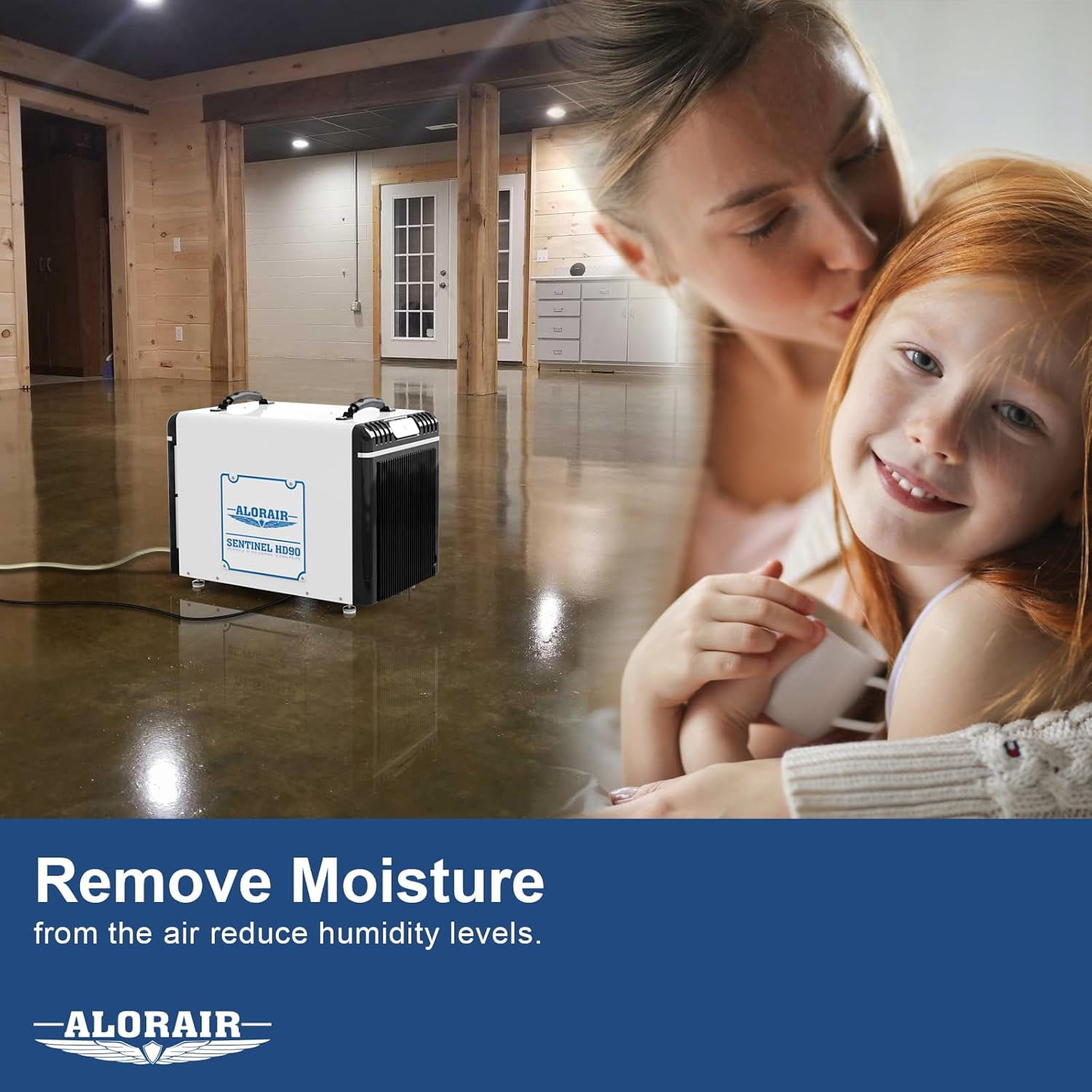 AlorAir Commercial Dehumidifier for Basement and Crawl Space, High-Capacity Moisture Removal (White, 90 PPD) w58nm