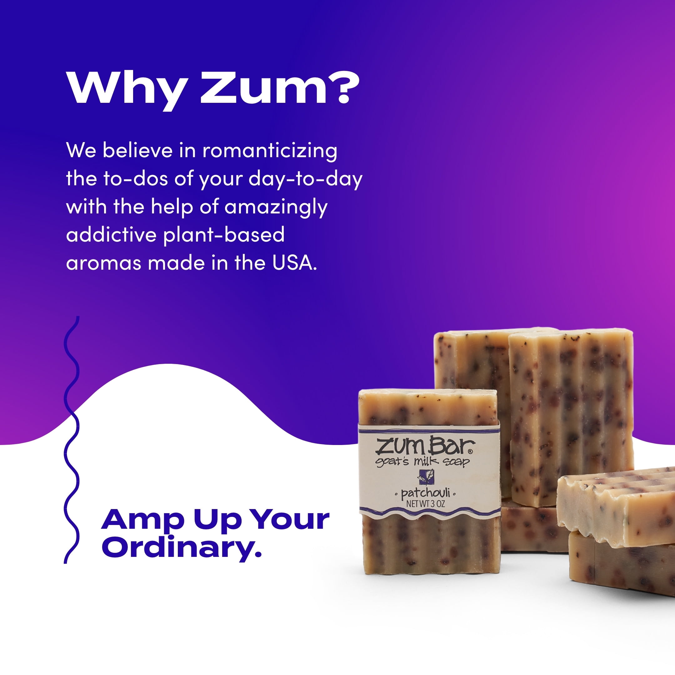 ZUM Goat's Milk Soap Bar, Patchouli Scented Moisturizing Cleanser (3 oz, 6 Pack) zmfc0