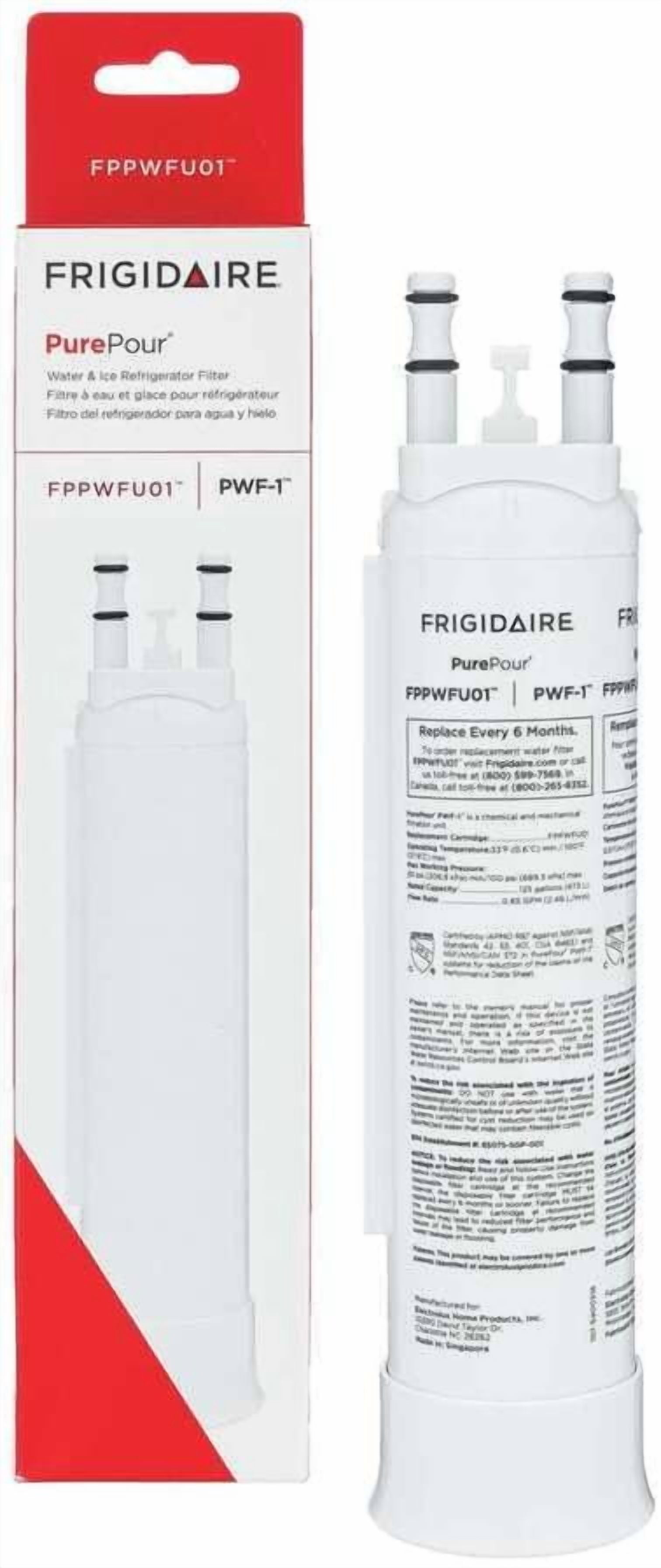 Frigidaire PurePour PWF-1 Refrigerator Water Filter Replacement (4-Pack, 9.5 in) ueclo