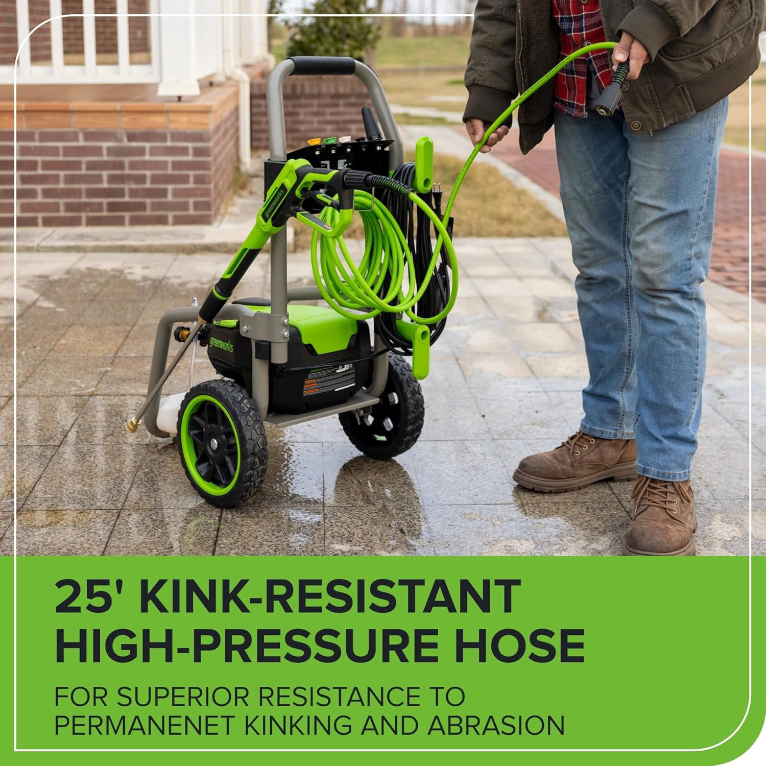 Greenworks Electric Pressure Washer, 3000 PSI 2.0 GPM Brushless Motor with 25 ft Hose (3000 PSI) tzw4o