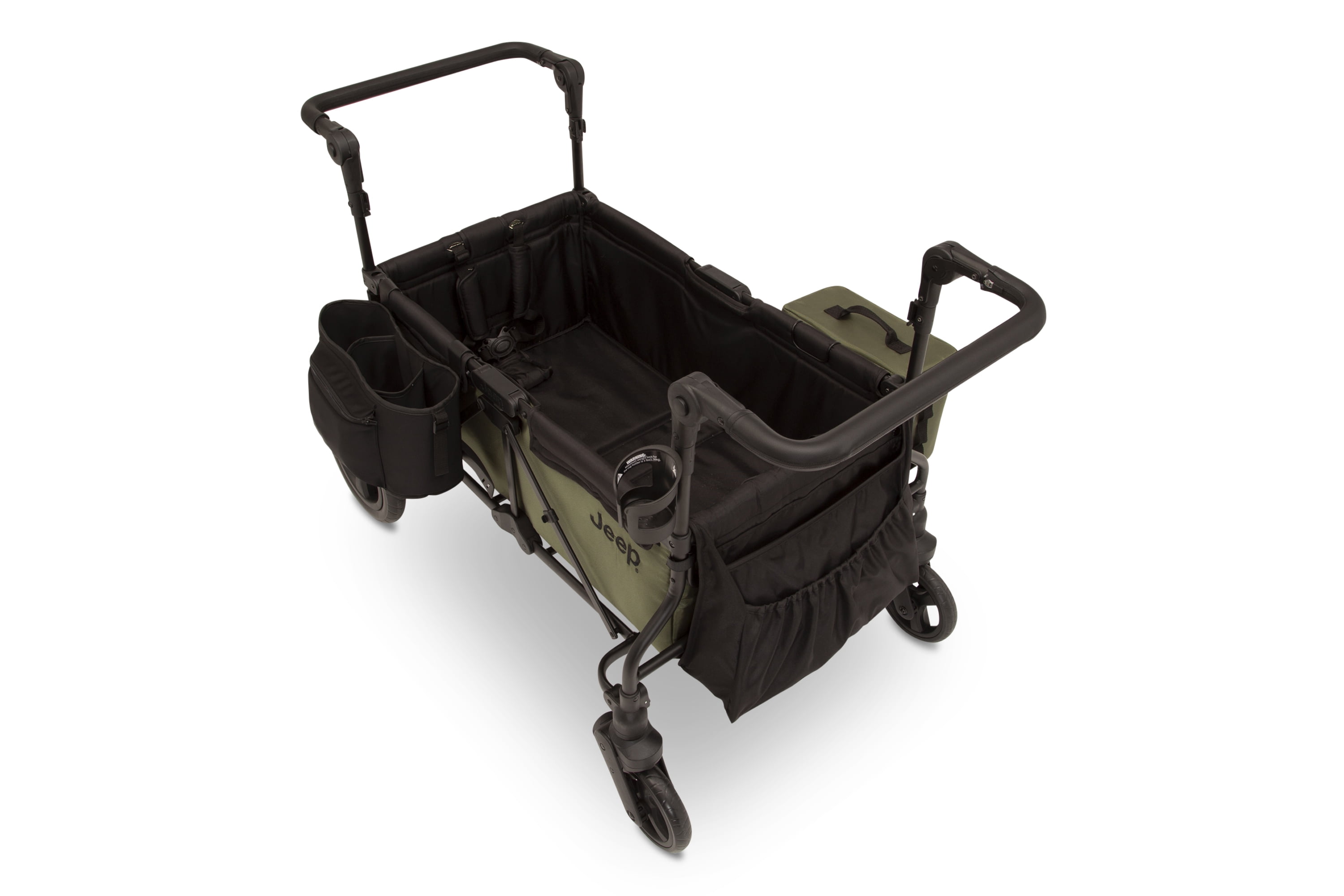 Jeep Deluxe Wrangler Wagon Stroller for 2 Kids, All-Terrain Wheels, Cooler Bag & Canopy (Green, 46 in L x 29 in W x 46 in H) i5nvc
