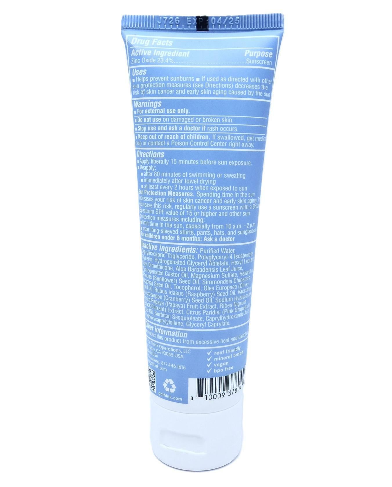 Thinksport SPF 50 Clear Zinc Sunscreen (Clear, 3 fl oz) 14yyf