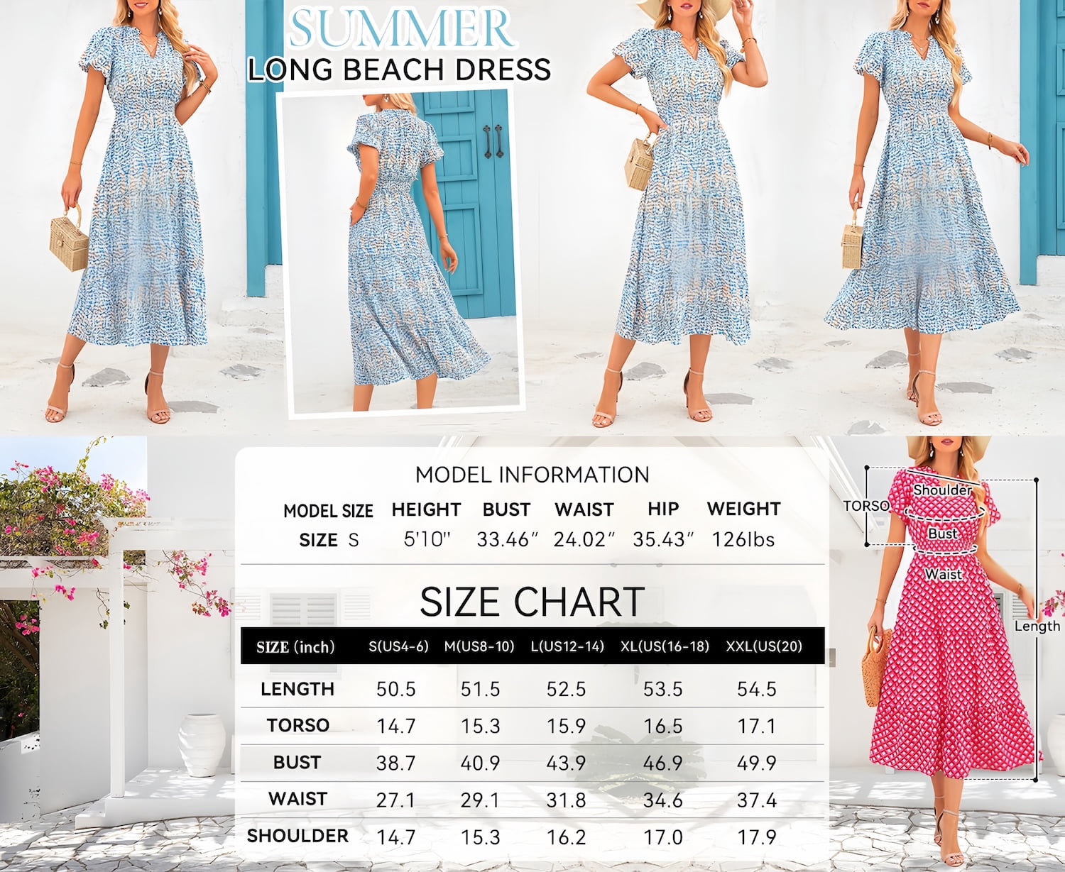 PRETTYGARDEN Women's Floral Maxi Dress V Neck Puff Sleeve Smocked Ruffle Flowy Boho Beach Dress (Green, XL) x0nsf