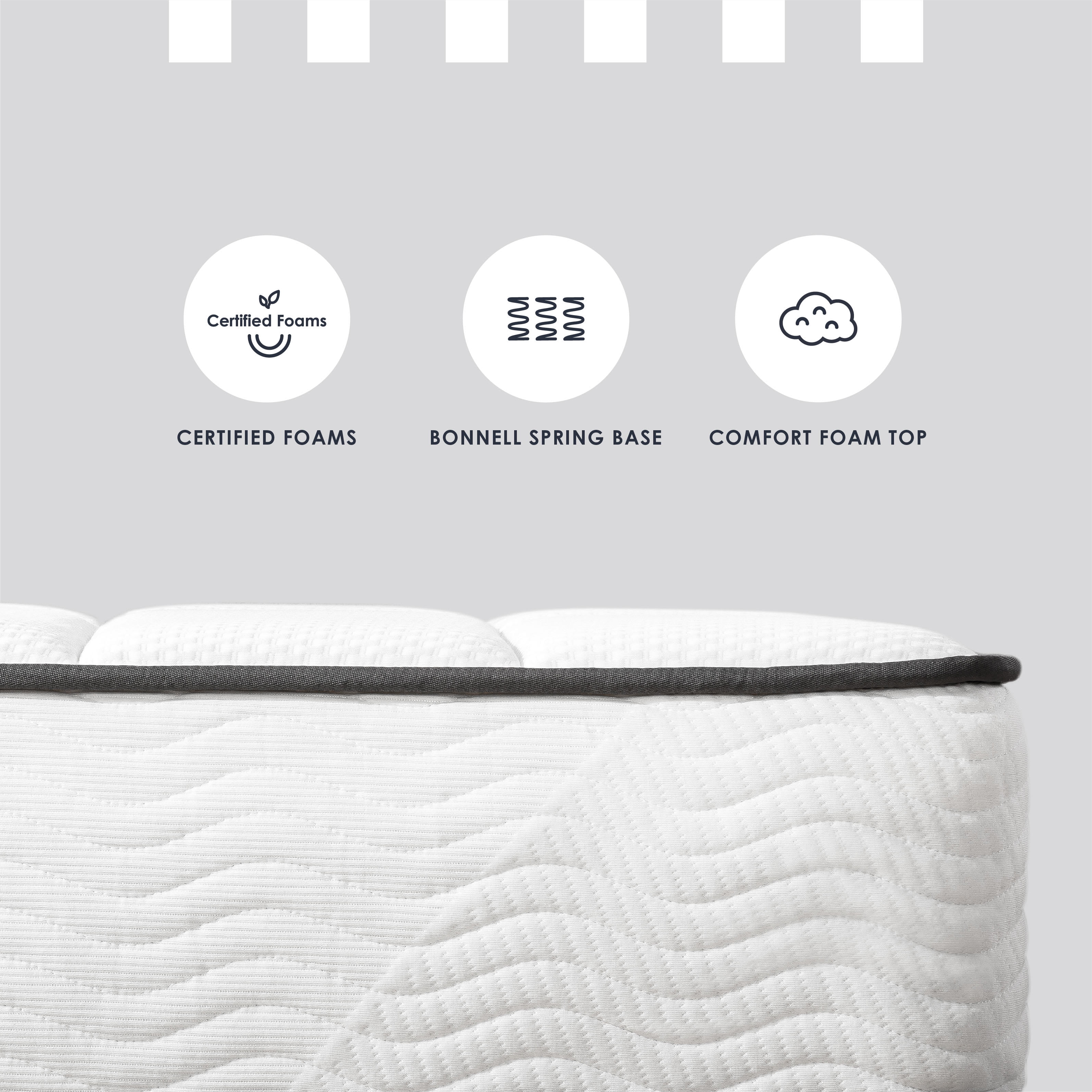 Mellow Classic Bonnell Spring Mattress with Comfort Foam Top (White, King, 6 in) 6zg05