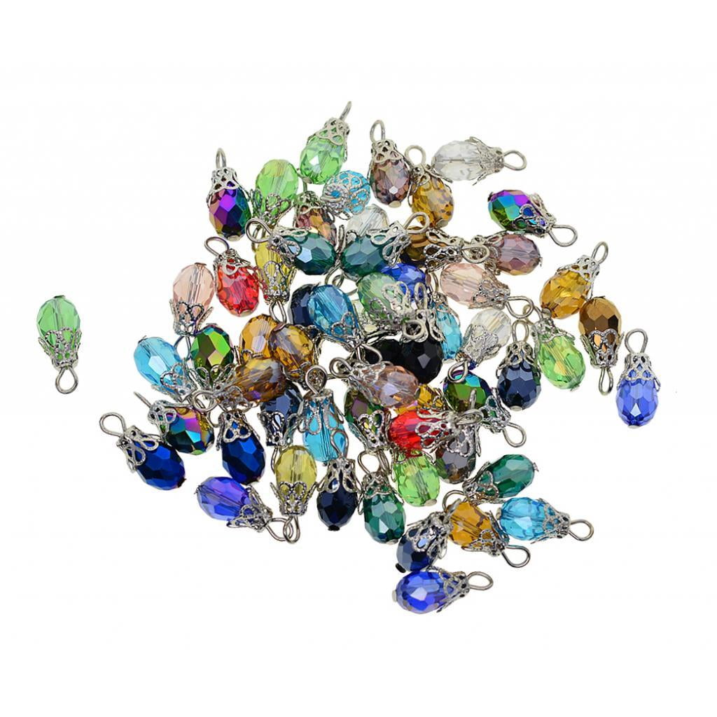 YIJU Crackle Glass Beads for Jewelry Making (Assorted Colors, 50 Pieces) 93omd